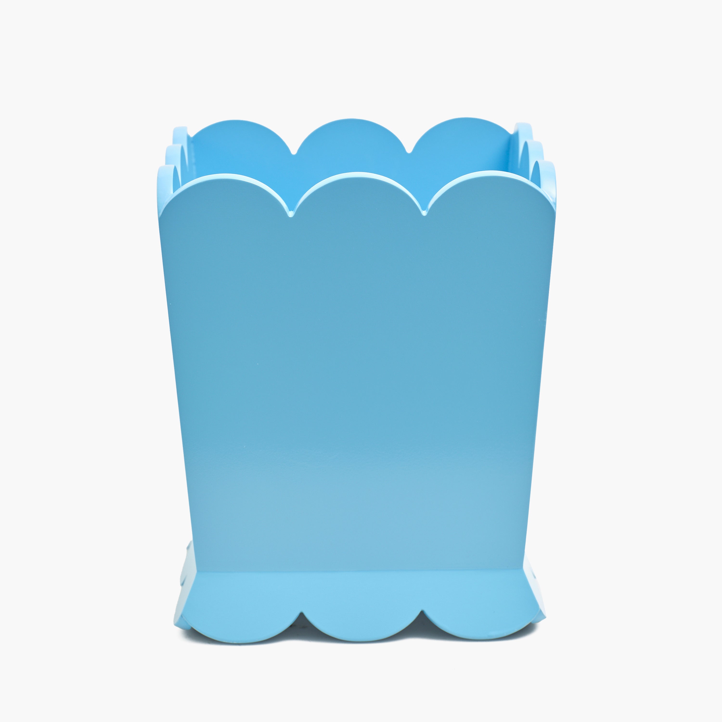 Soft Blue Scalloped Lacquer Waste Paper Bin