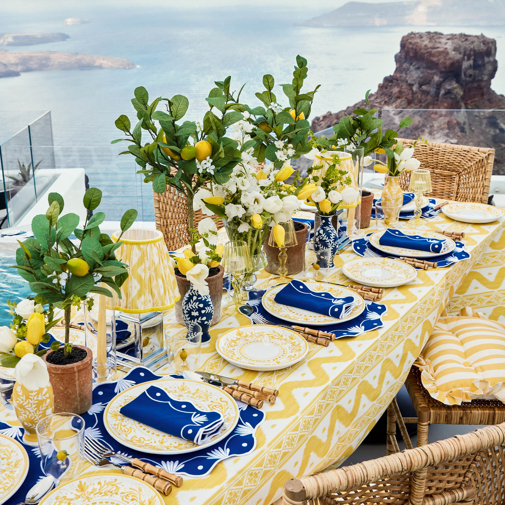 Yellow Ikat Lampshade (18cm)