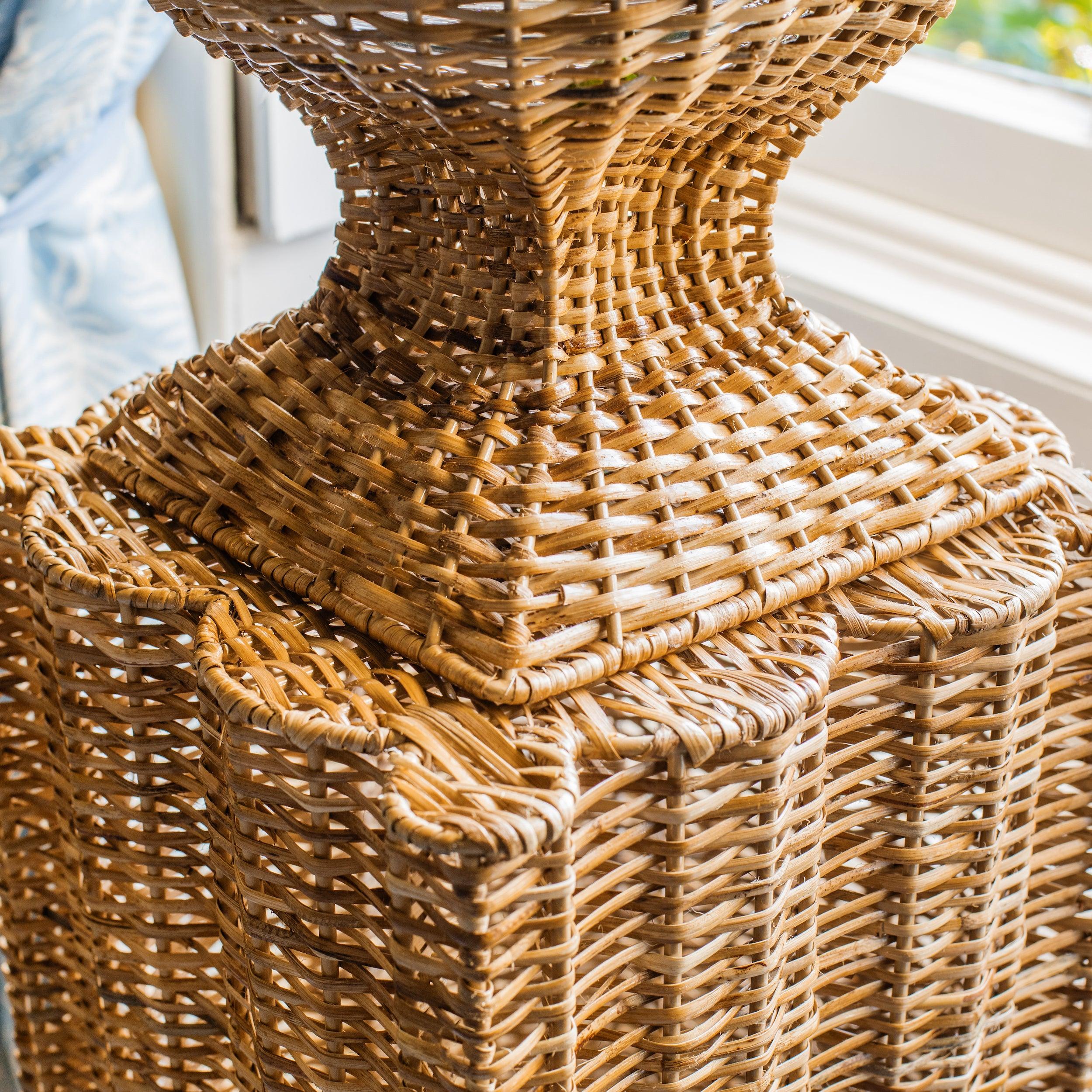 Liliana Scalloped Rattan Pedestal and Urn - Mrs. Alice