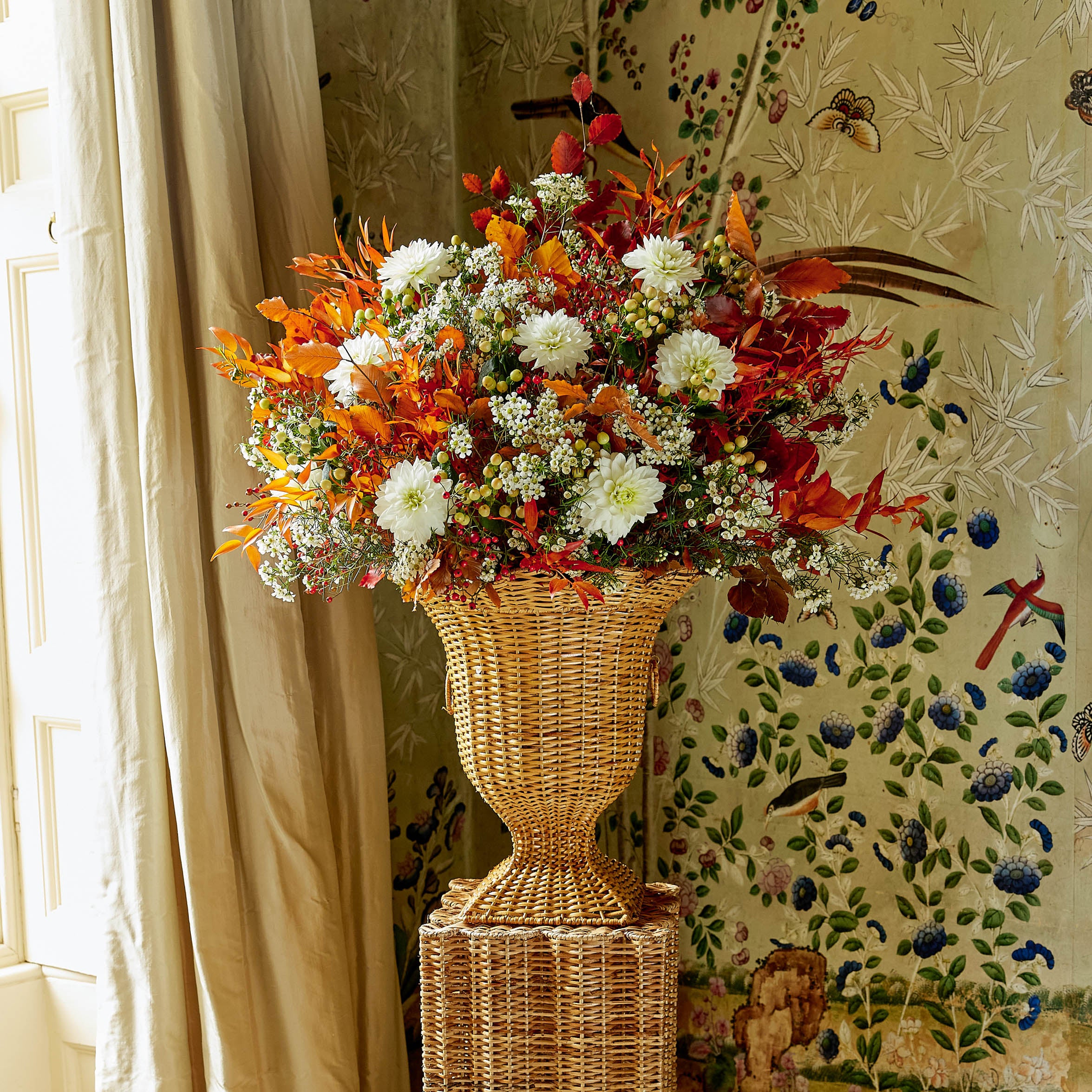 Liliana Scalloped Rattan Urn