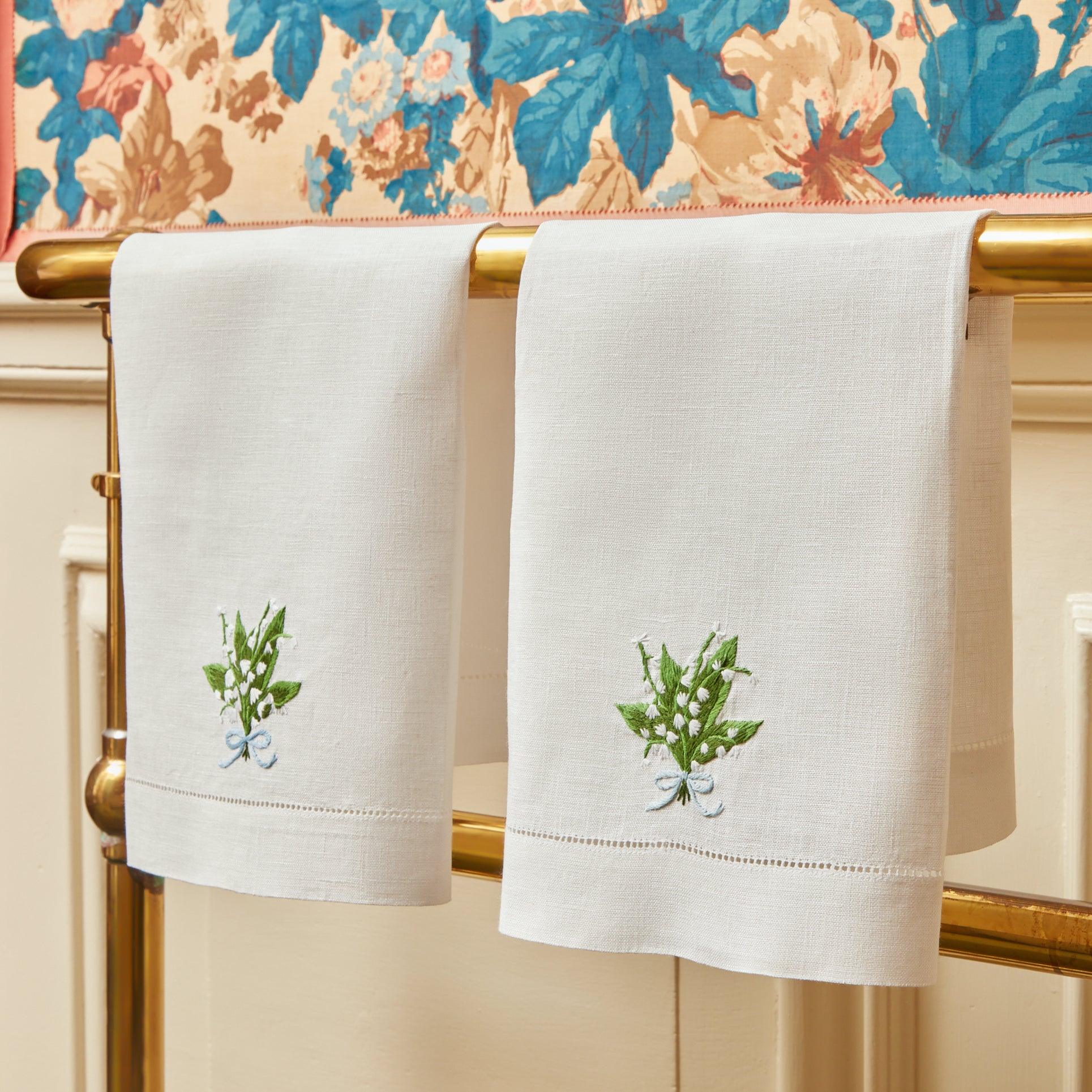Lily of the Valley Linen Hand Towel - Mrs. Alice