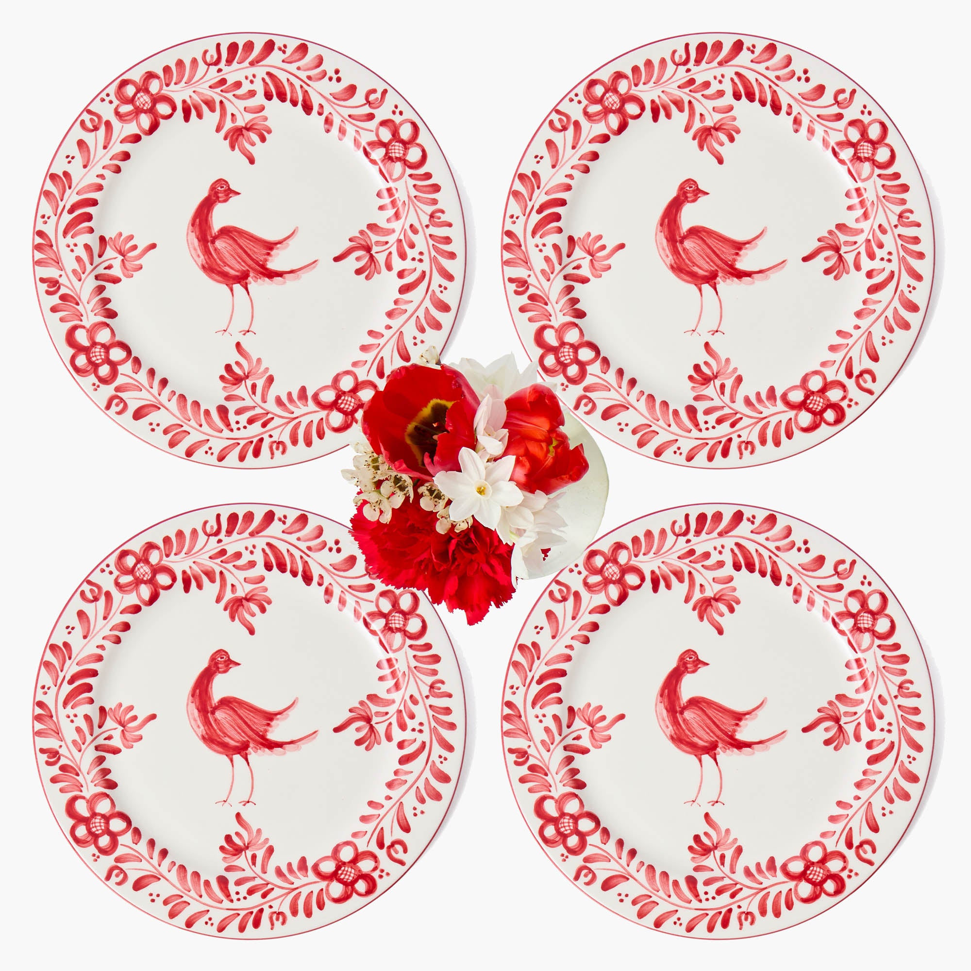 Martha Red Dinner Plates (Set of 4)
