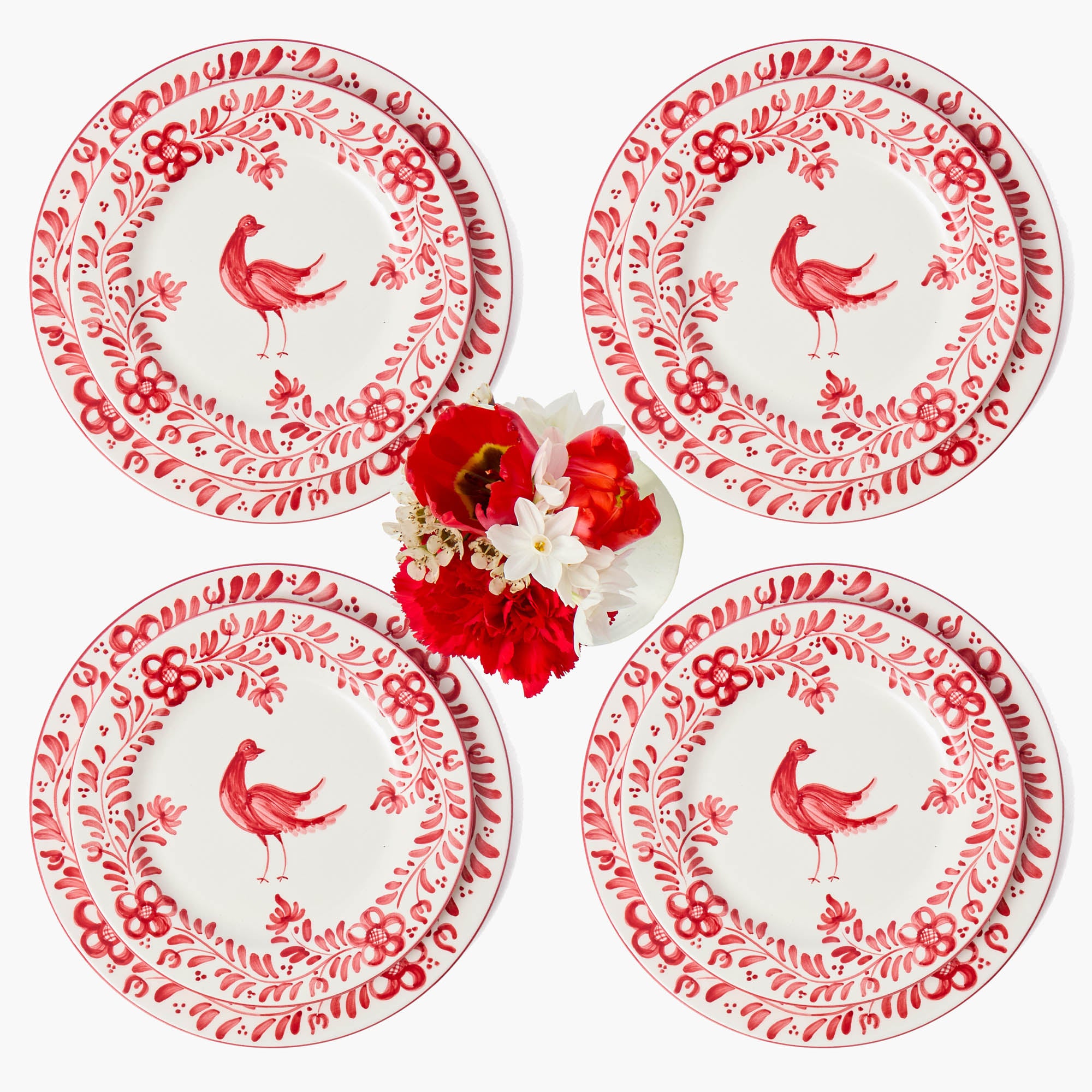 Martha Red Dinner & Starter Plates (Set of 8)