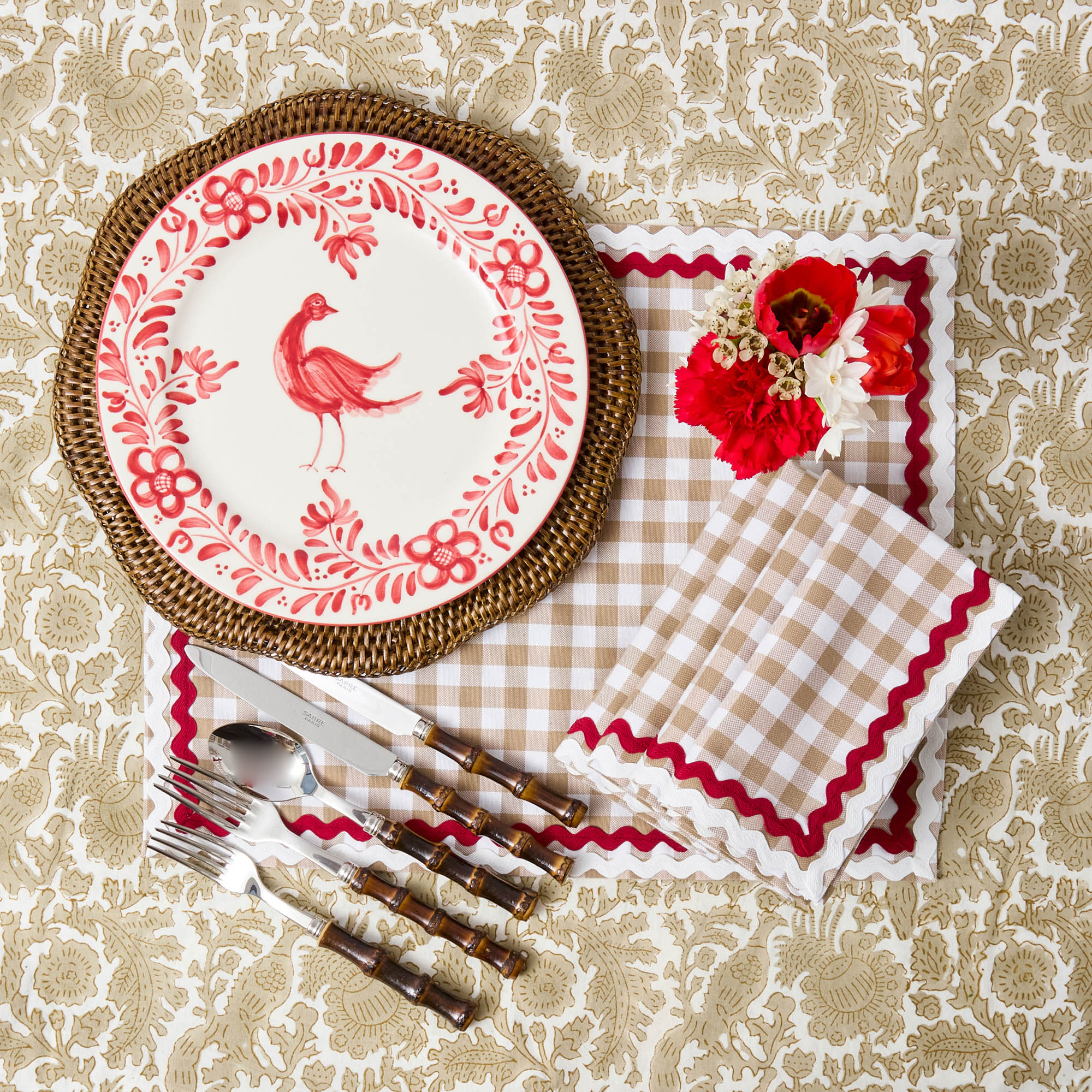 Brown Scalloped Rattan Charger Plates (Set of 4)