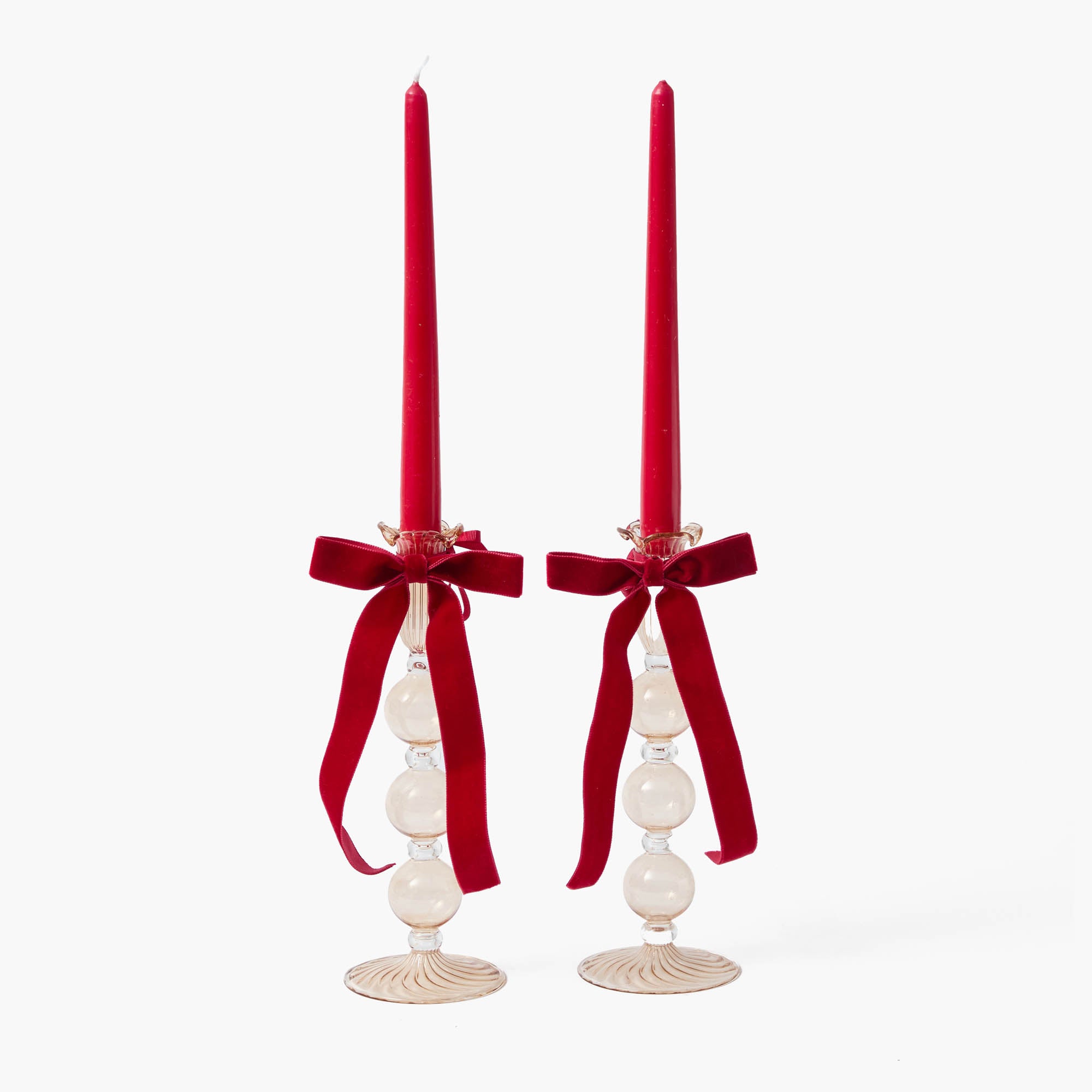 Eden Chestnut Ribboned Candle Set (Red)