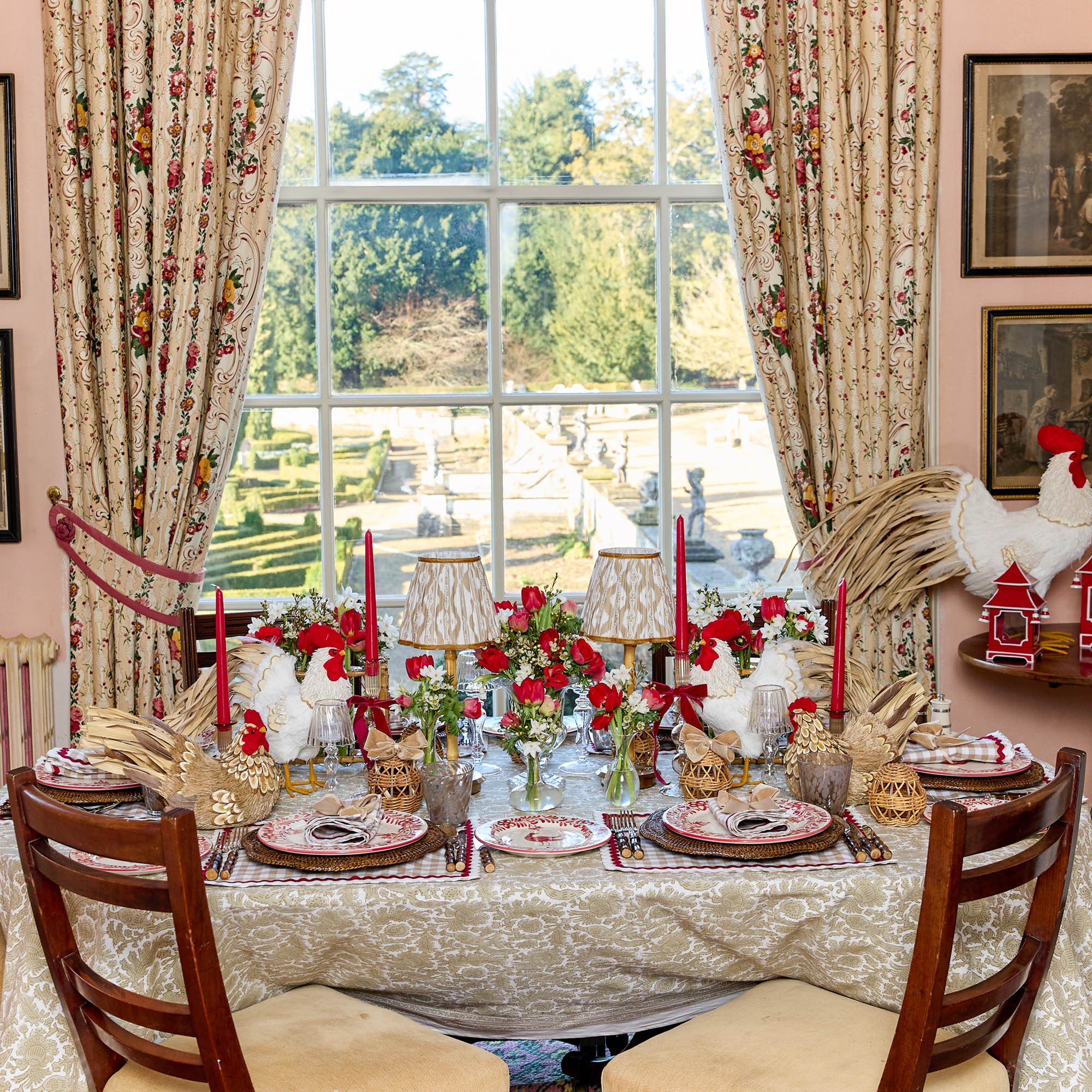 Rossina Putty Gingham & Red Placemats (Set of 4)