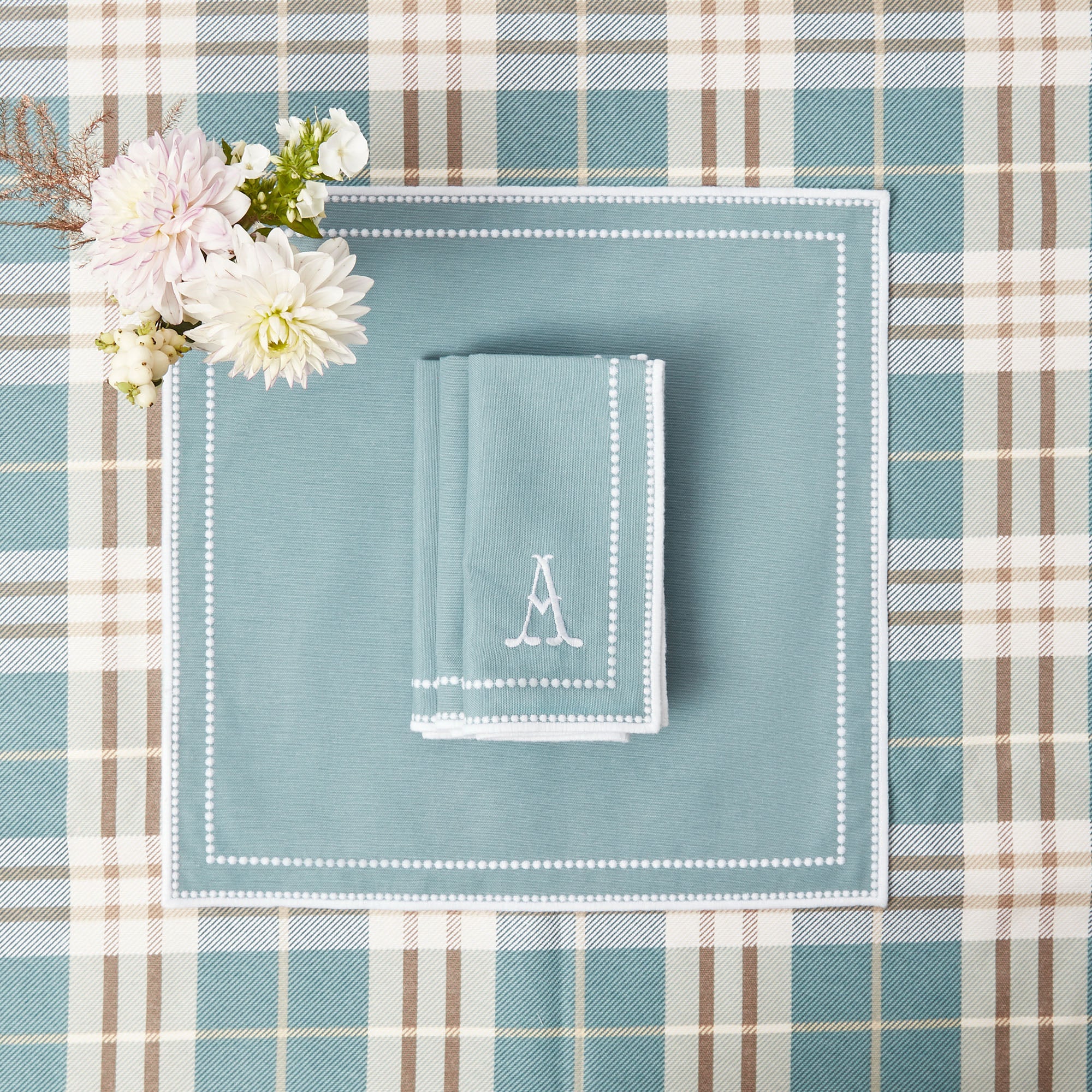 Mariana Duck Egg napkins, a set of four for an elegant table setting.