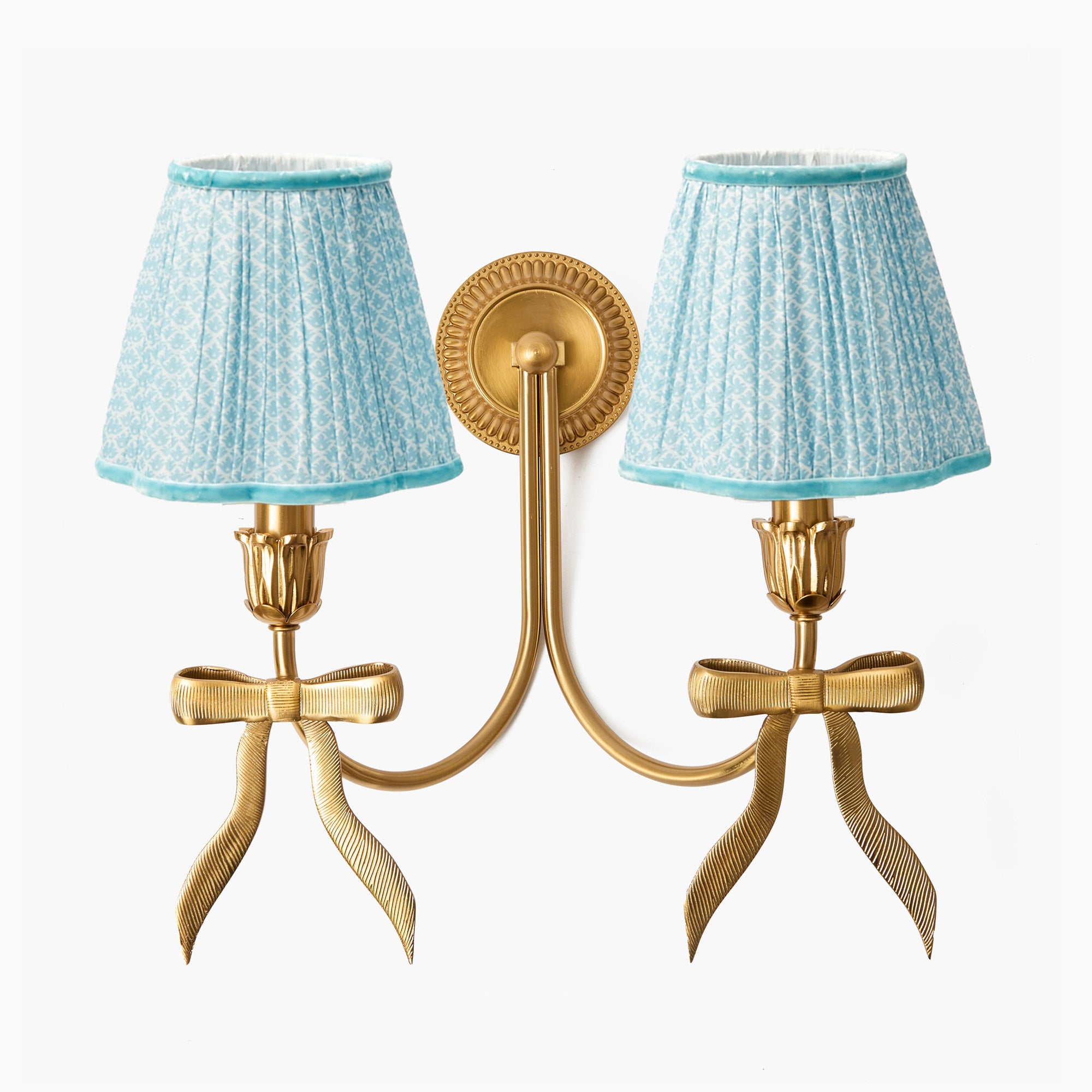 Marilyn Bow Rechargeable Double Wall Light with Soft Blue Lotus Shades (18cm)