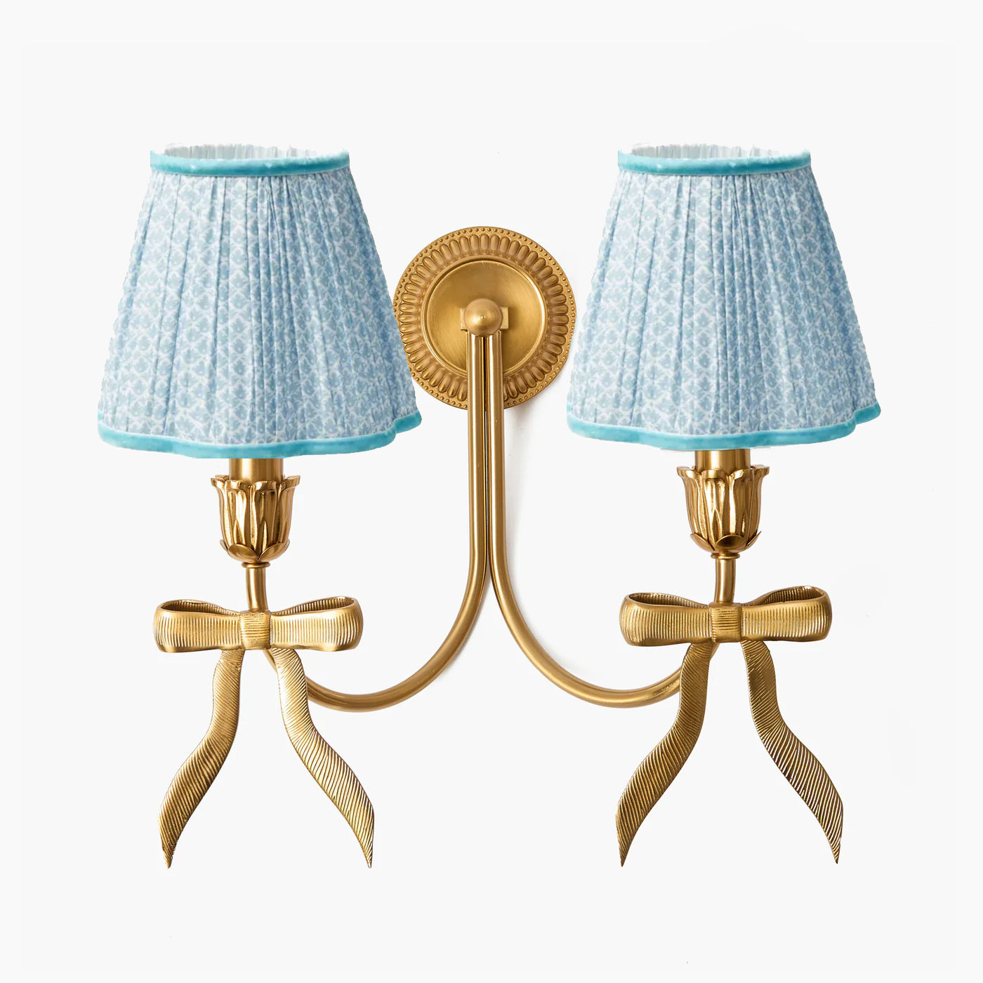 Marilyn Bow Rechargeable Double Wall Light with Soft Blue Lotus Shades (18cm)