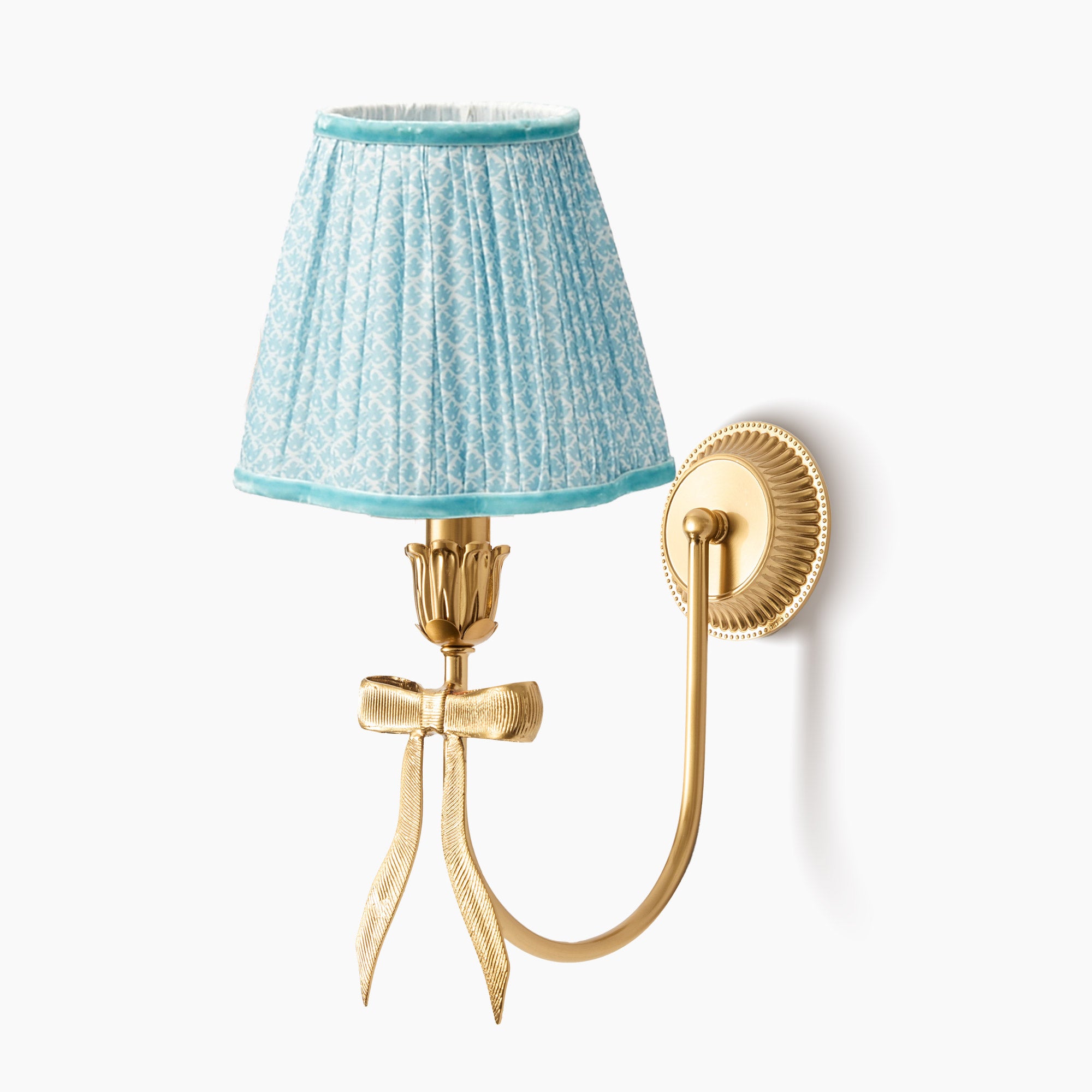 Marilyn Bow Rechargeable Wall Light with Soft Blue Lotus Shade (18cm)