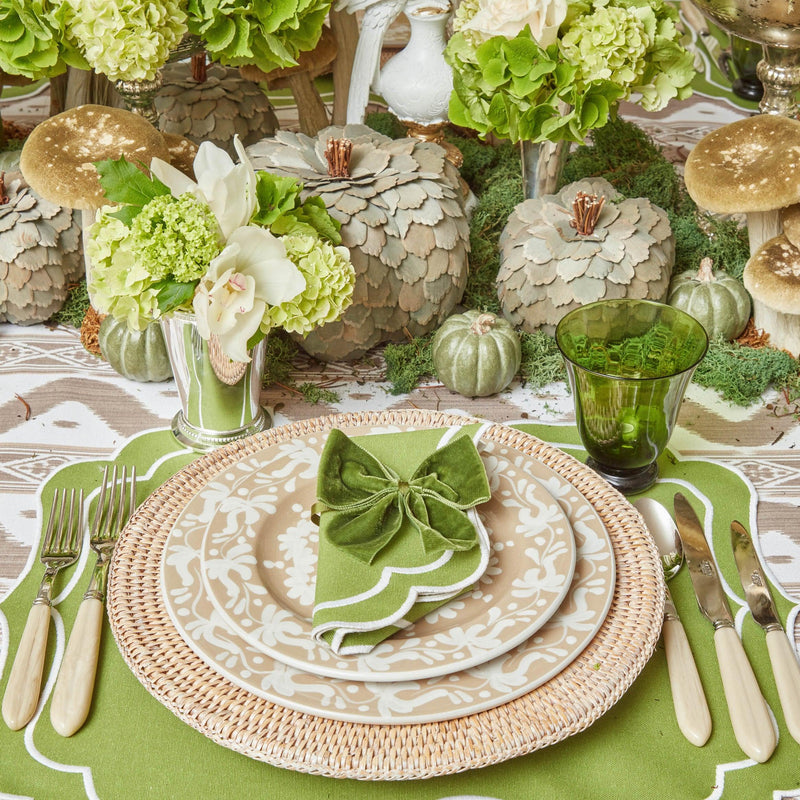 Enhance your table setting with the organic beauty of our Moss Green Tulip Glasses Set, adding a touch of nature to any beverage.