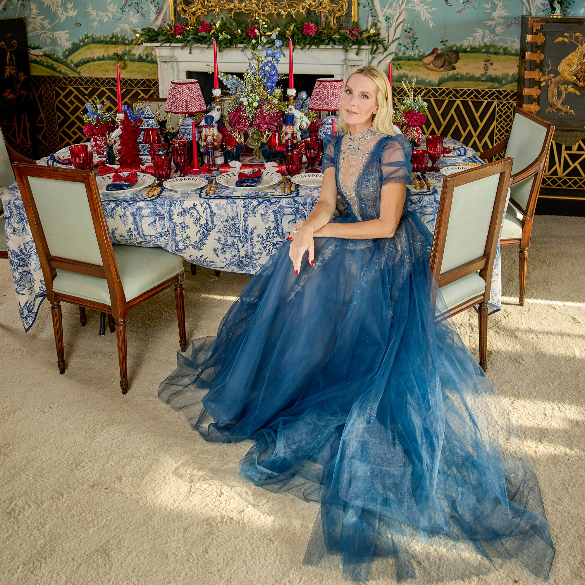 Burgundy Flocked Fir Tree (Pair)