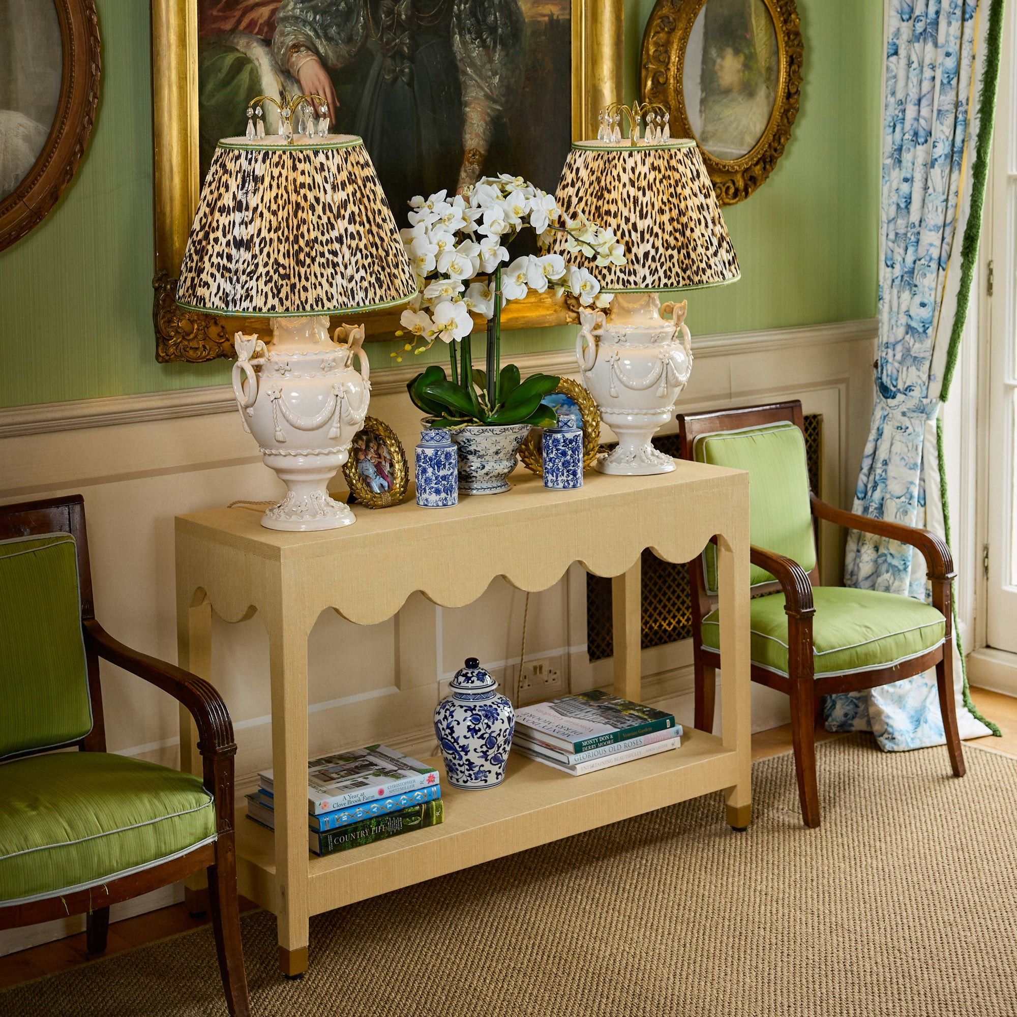 Grasscloth Console Table