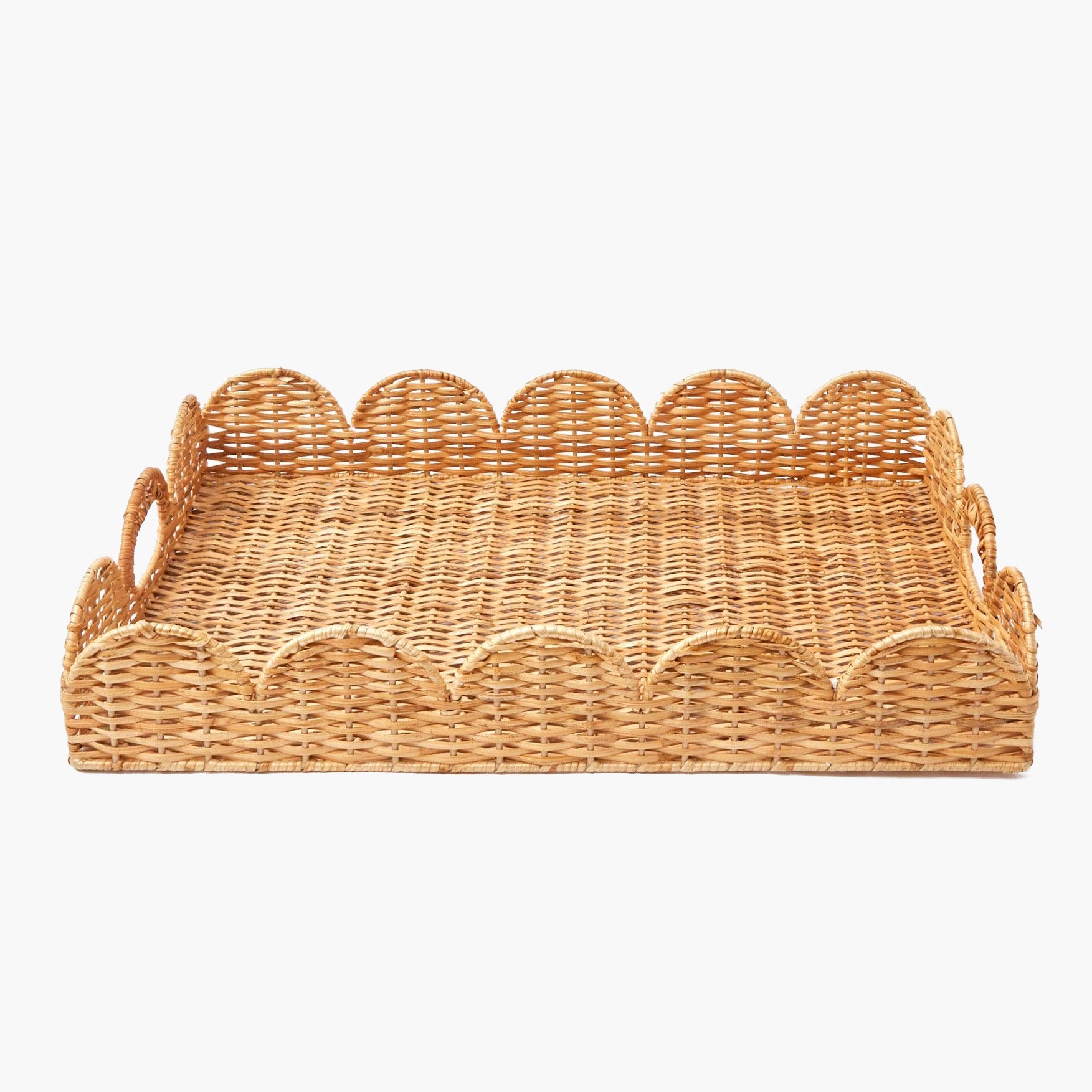 Scalloped Rattan Tray