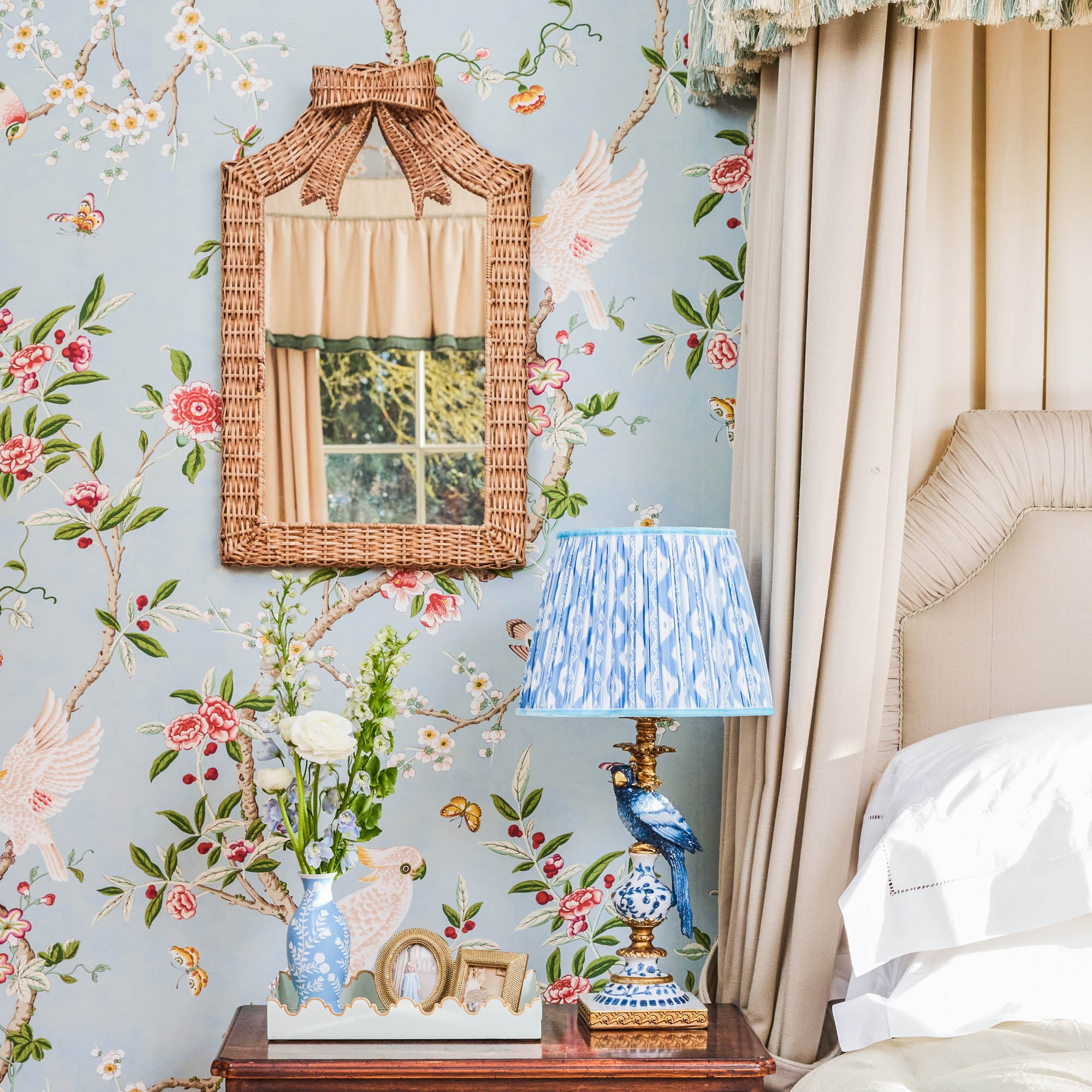 Small Celine Bow Rattan Mirror