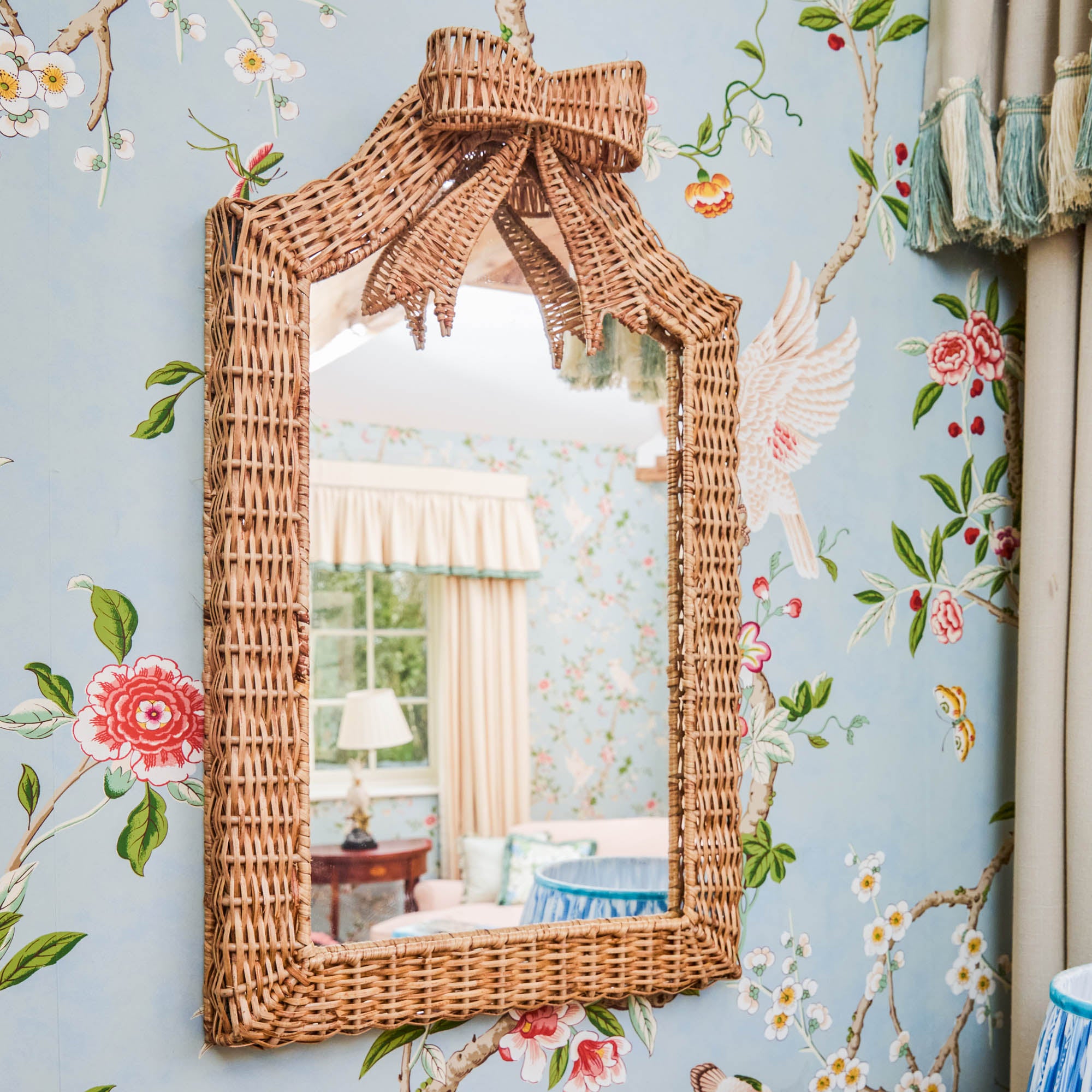 Small Celine Bow Rattan Mirror