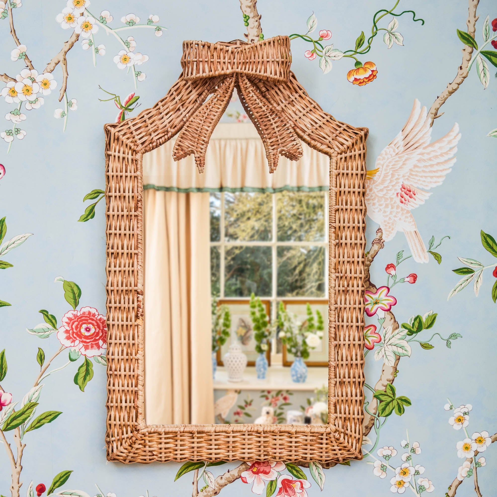 Small Celine Bow Rattan Mirror