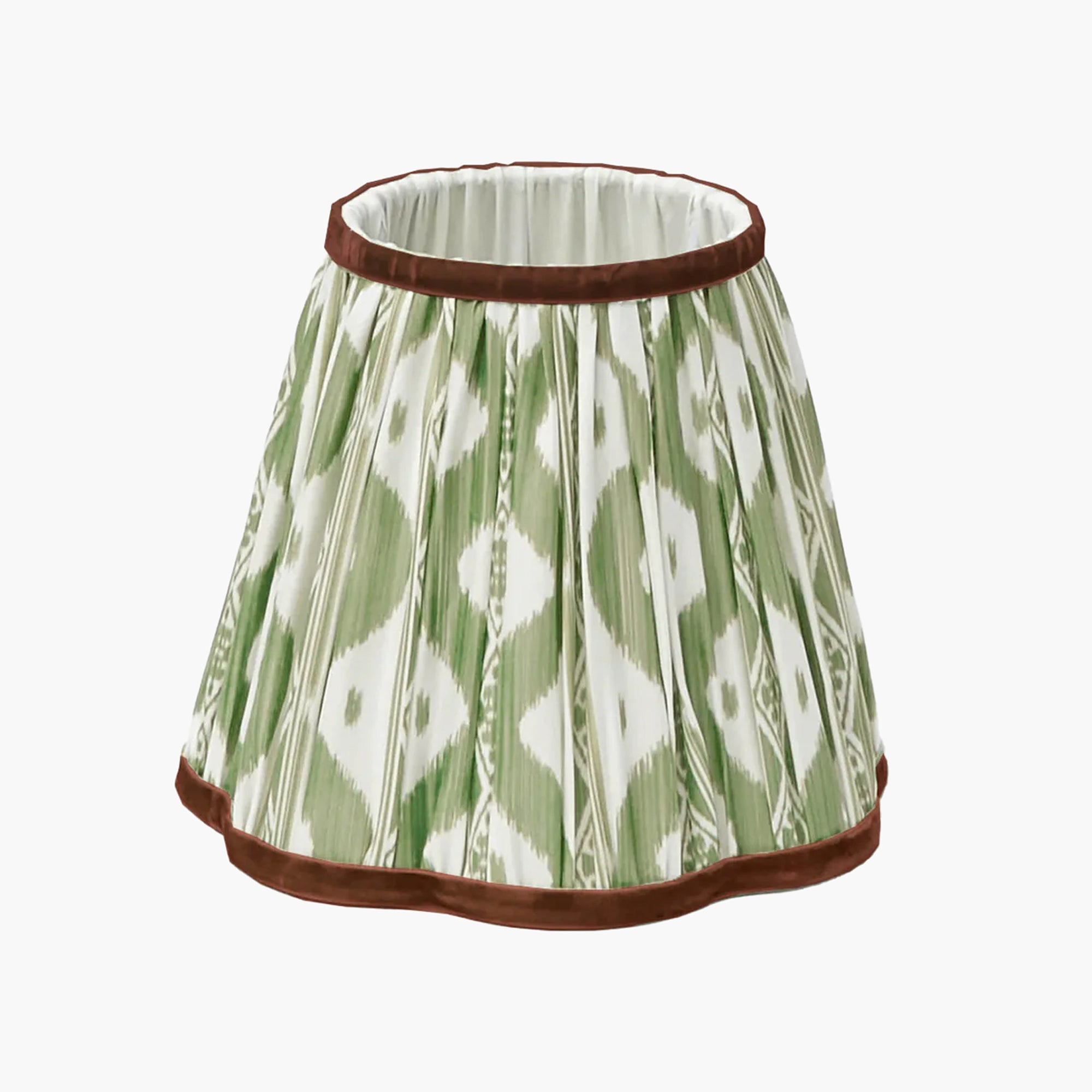 Tall Rechargeable Lamp with Olive & Chocolate Ikat Shade (18cm)