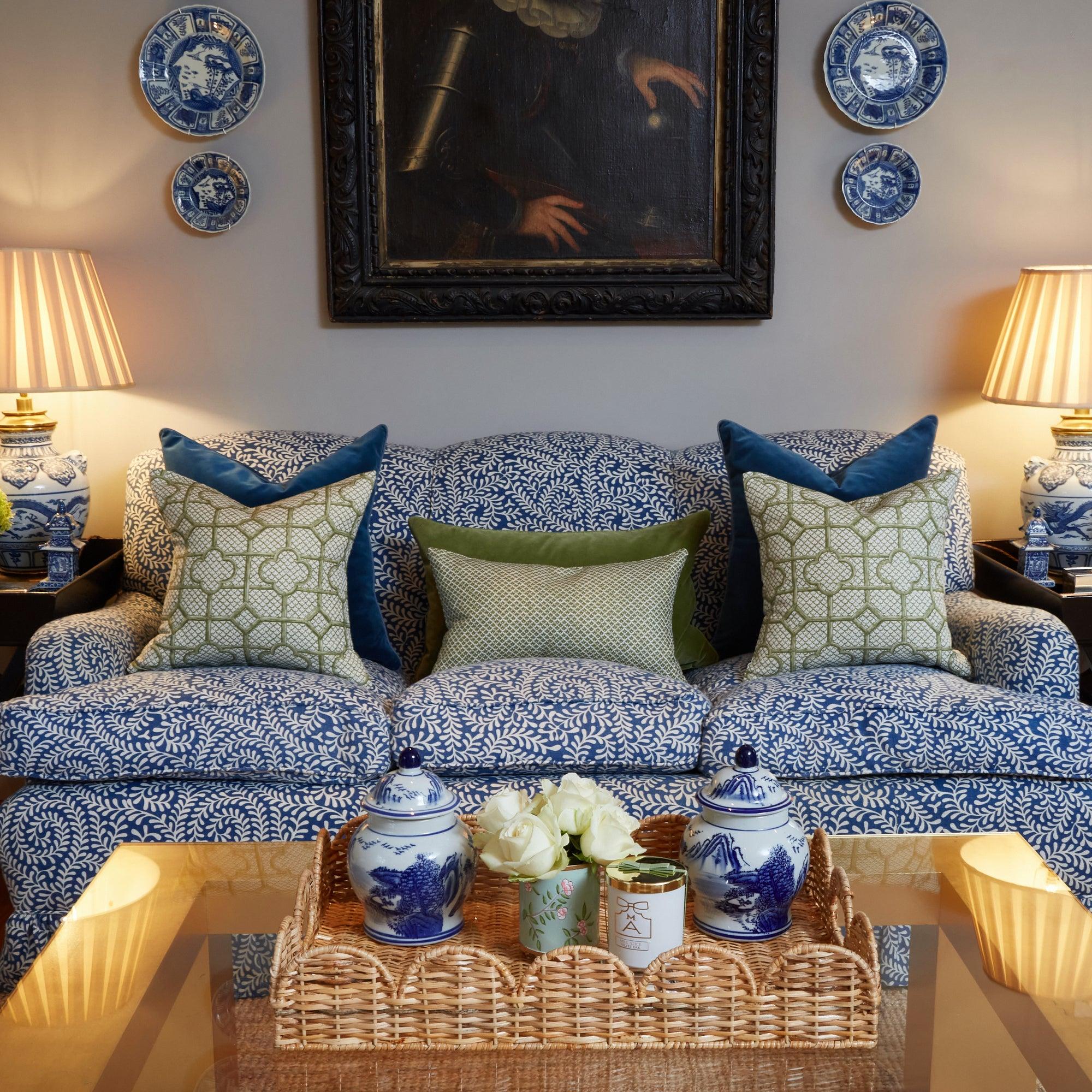 Olive Green Lotus Flower Fabric - Mrs. Alice