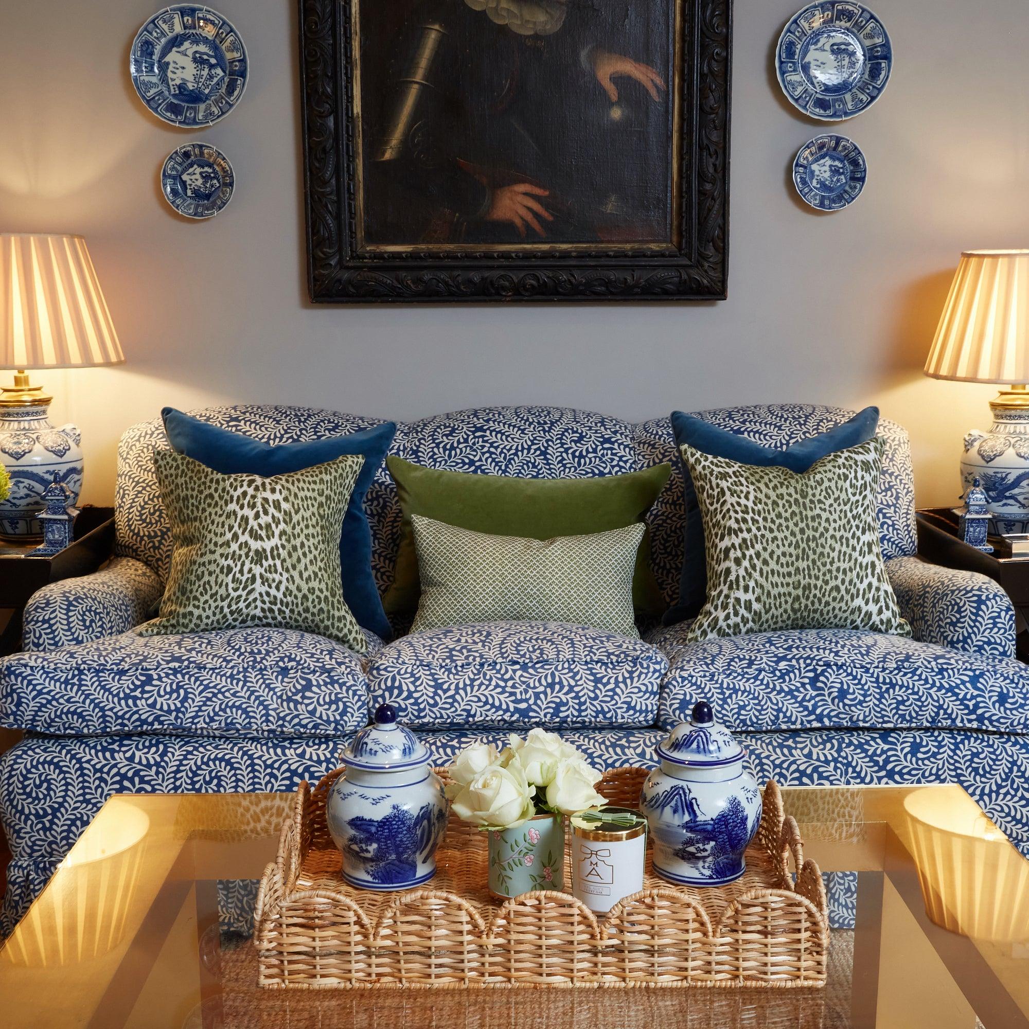 Olive Green Lotus Flower Fabric - Mrs. Alice