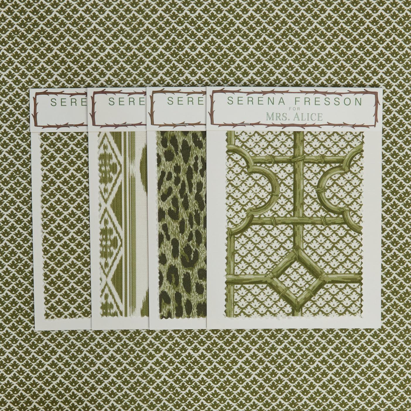 Olive Green Lotus Flower Fabric - Mrs. Alice