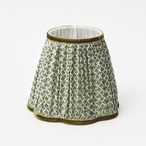 Olive Green Lotus Flower Scalloped Lampshade (18cm)