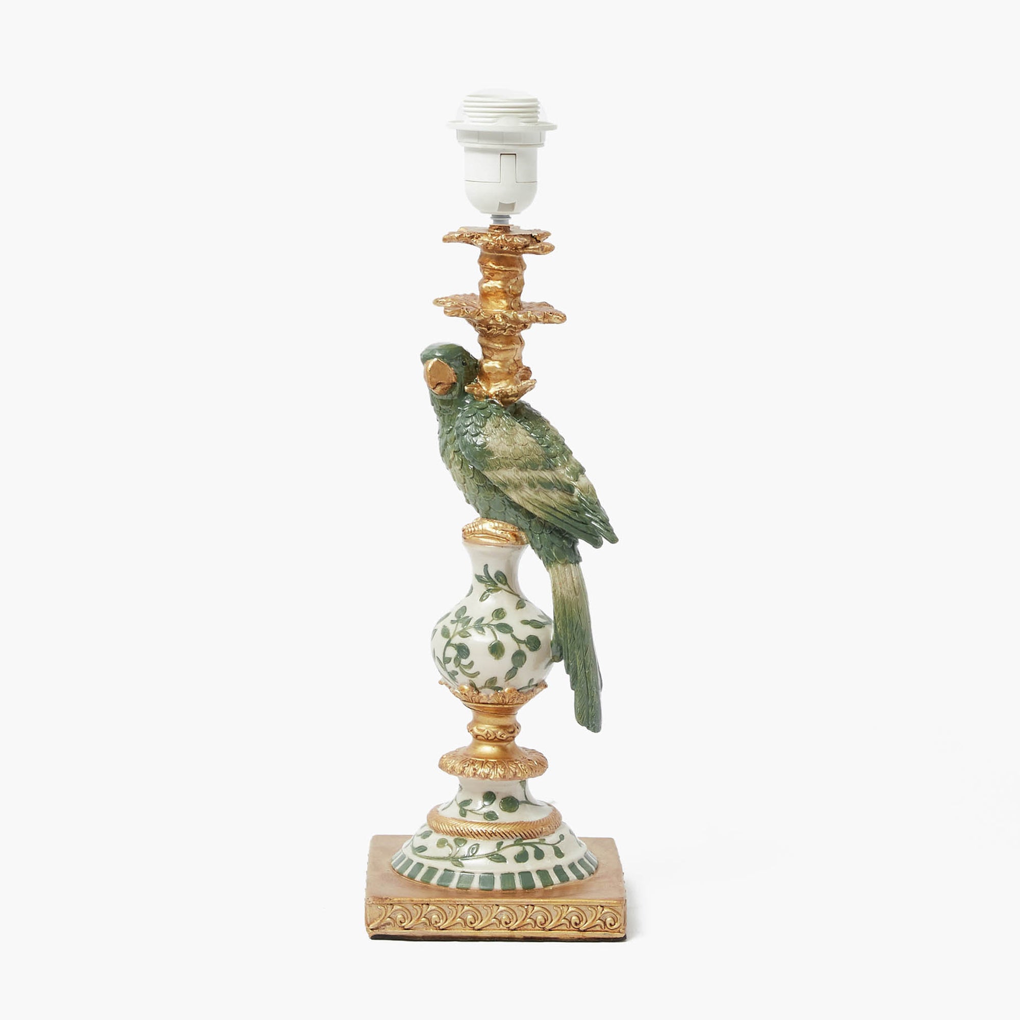 Olive Parrot Lamp with Olive Ikat Shade (30cm)