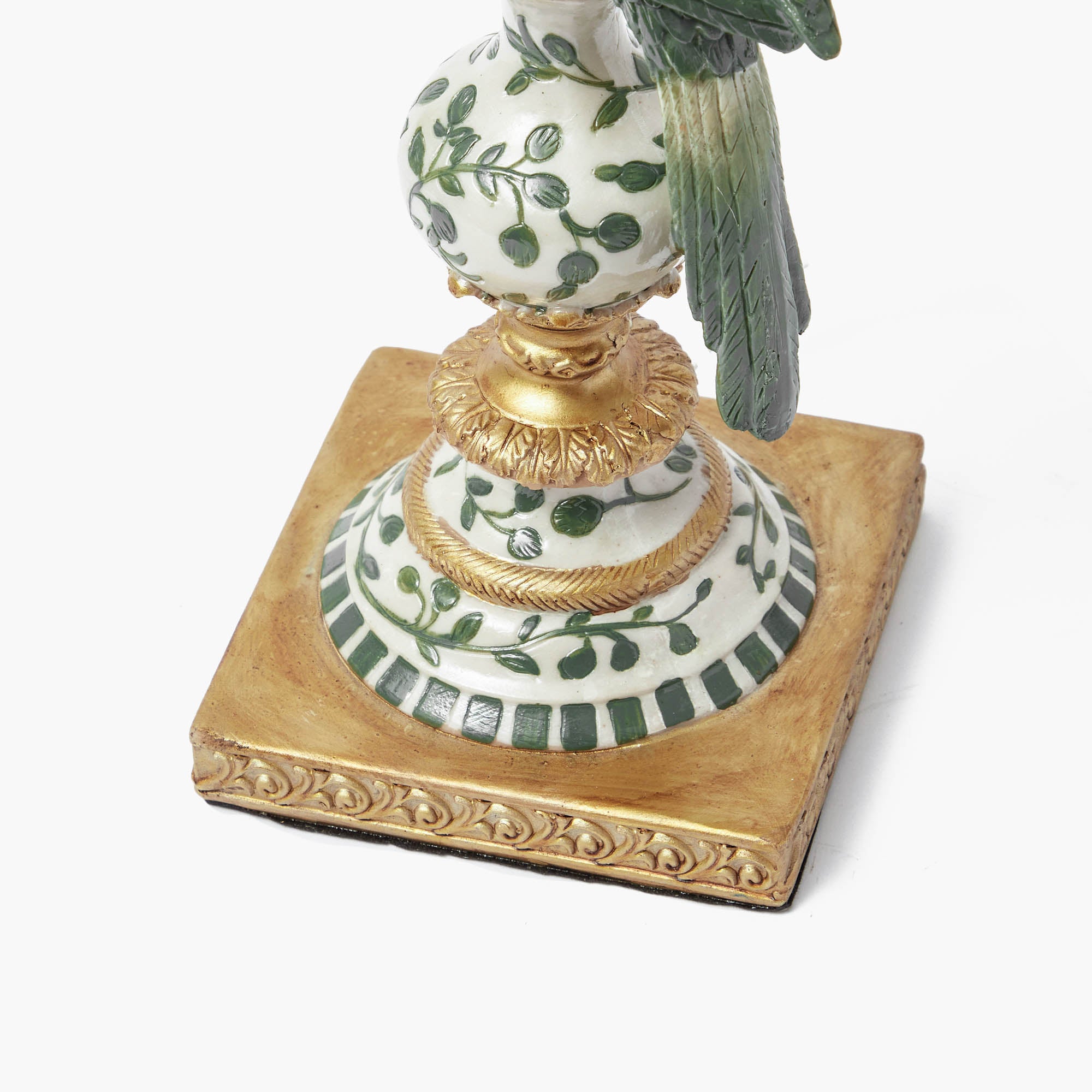 Olive Parrot Lamp with Blue Ikat Shade (30cm)