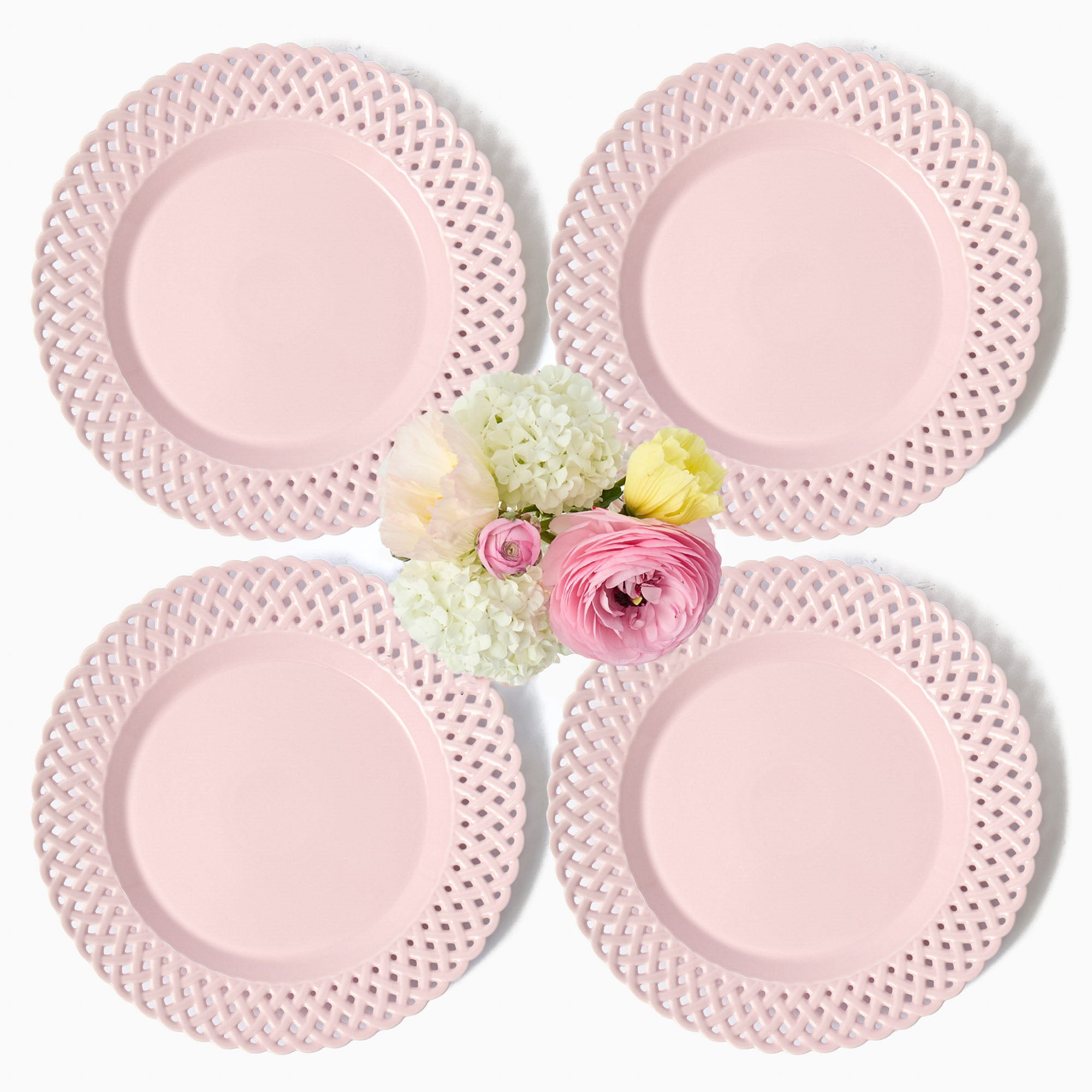 Pink Basketweave Dinner Plate (Set of 4)