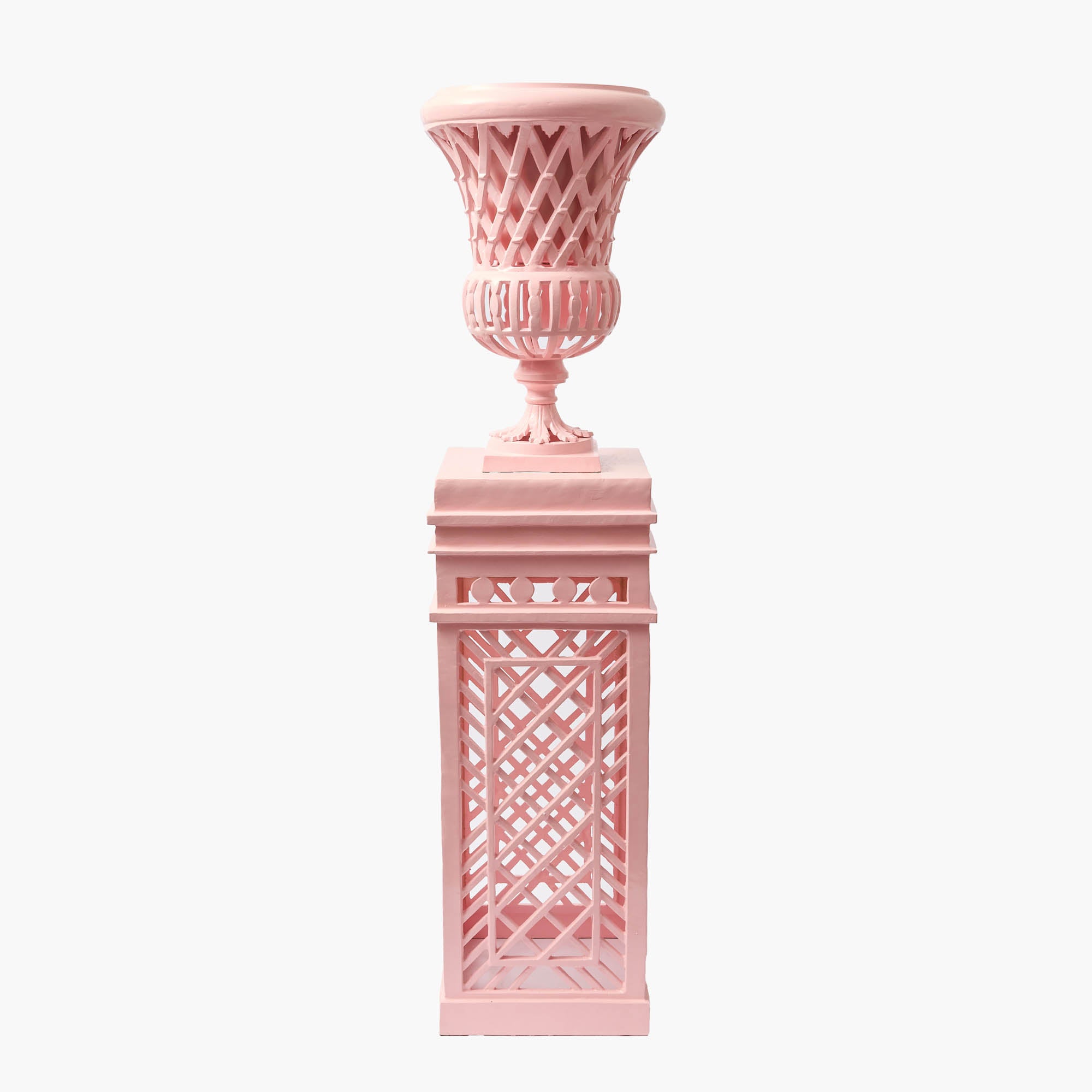 Adelaide Pink Lattice Urn & Pedestal