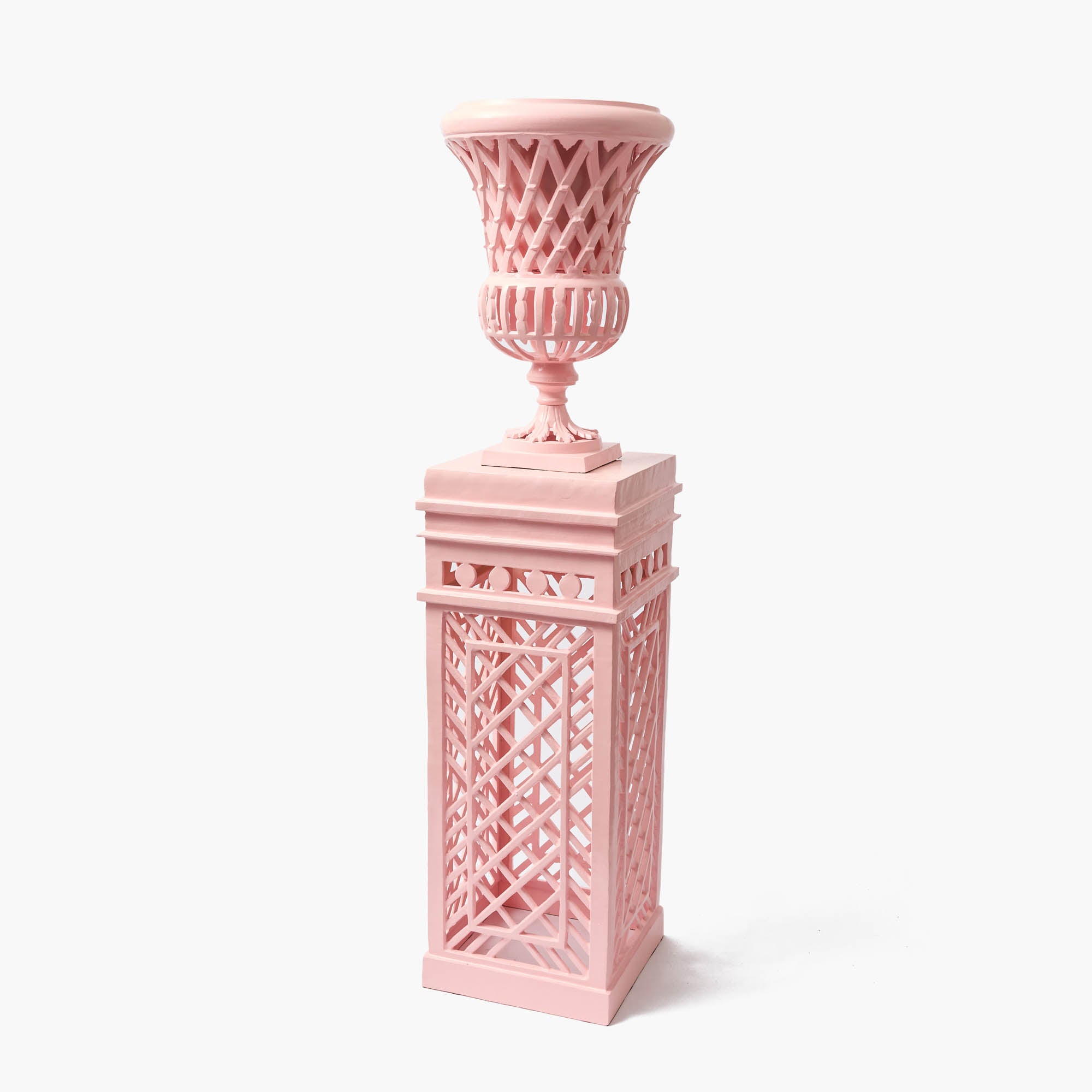 Adelaide Pink Lattice Urn & Pedestal