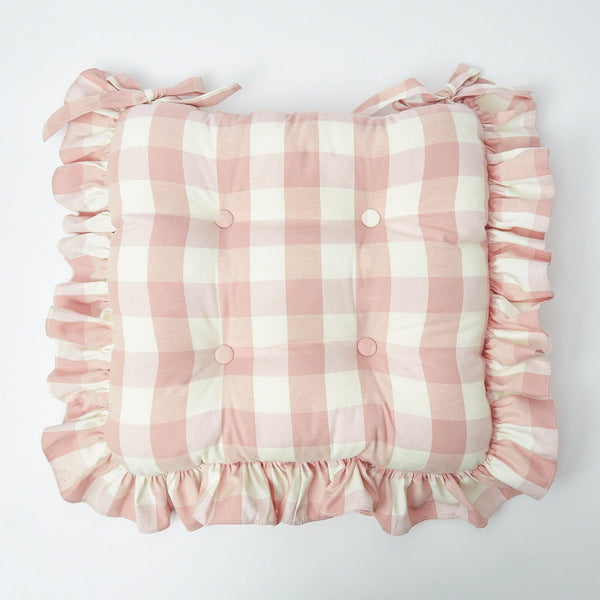 Pink Gingham Ruffle Seat Pad Cushion - Mrs. Alice
