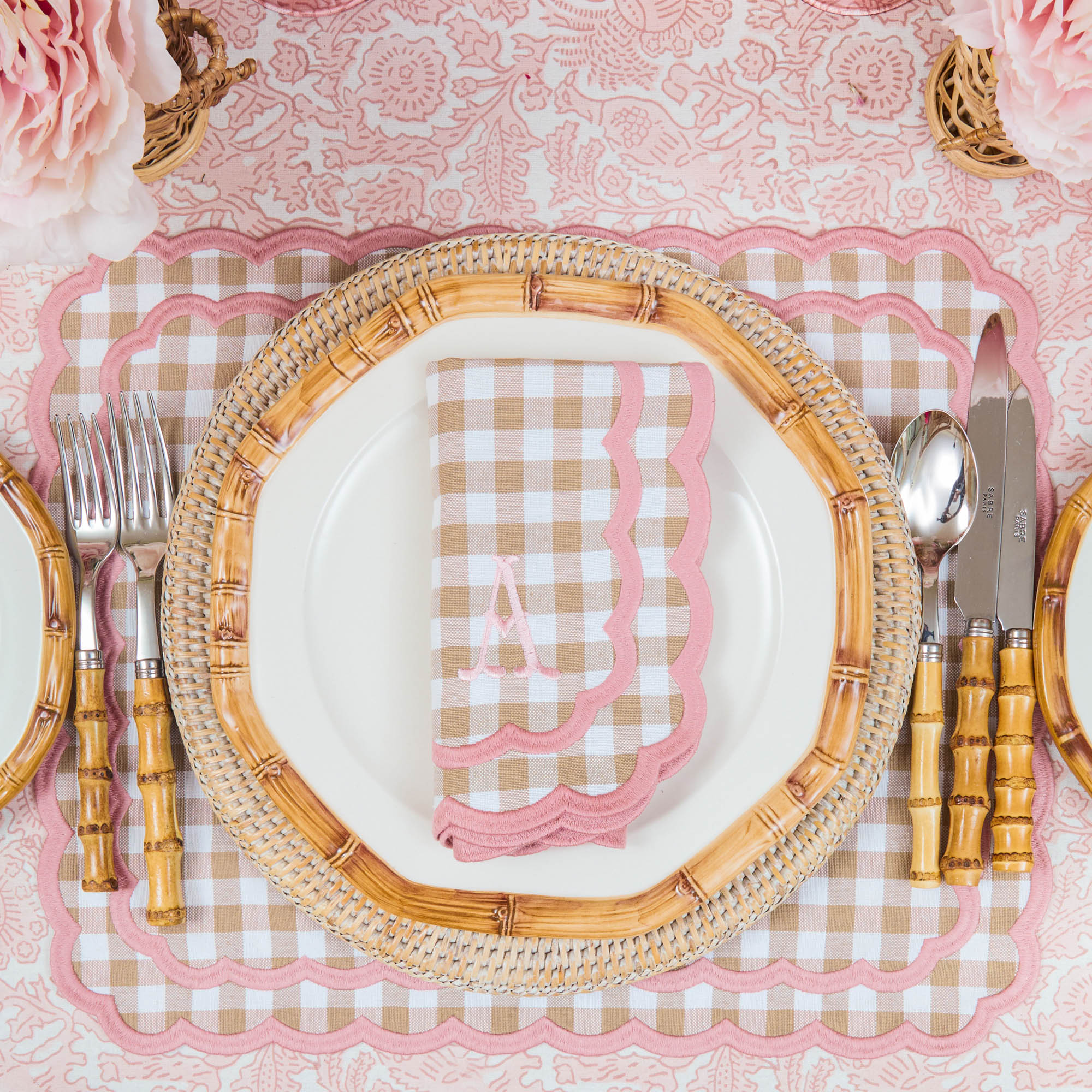 Isla Putty & Pink Gingham Napkins (Set of 4)