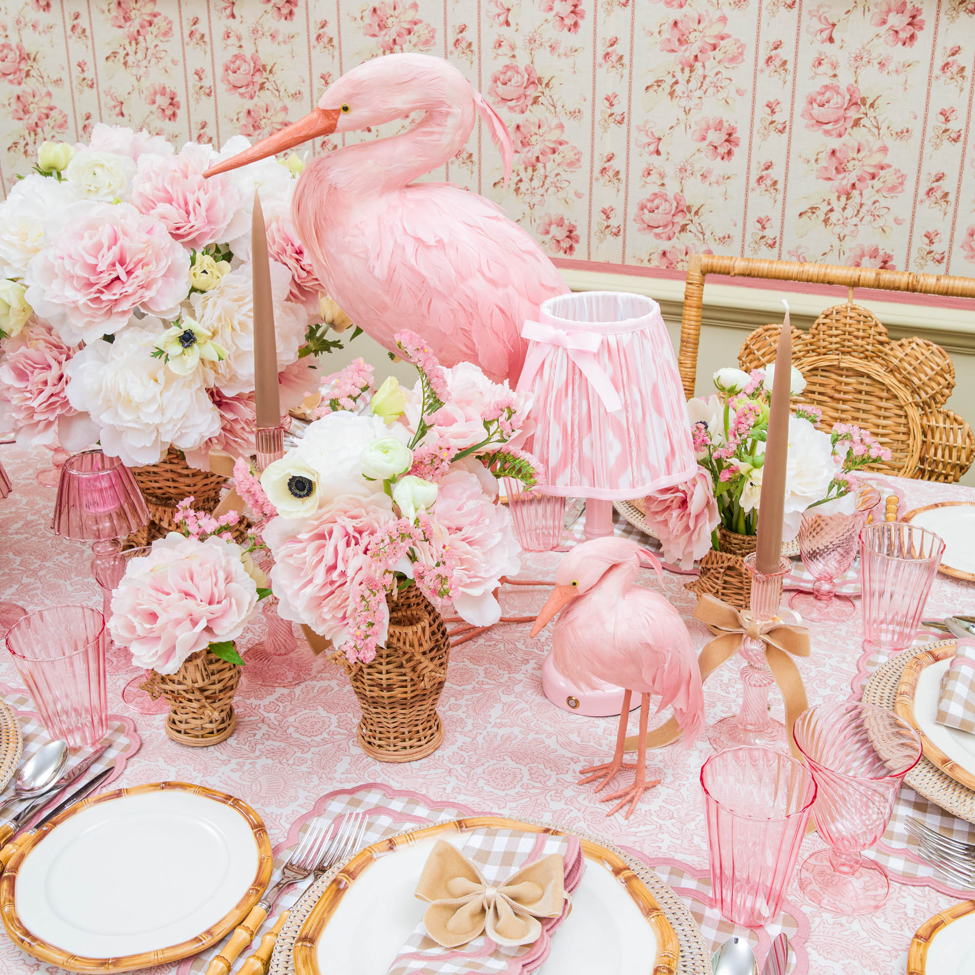 Pink Glass Lantern Tea Light Holder (Pair) - 24cm