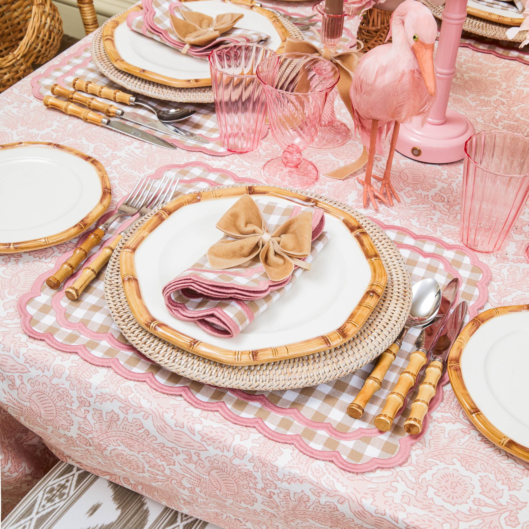 Isla Putty & Pink Gingham Napkins (Set of 4)