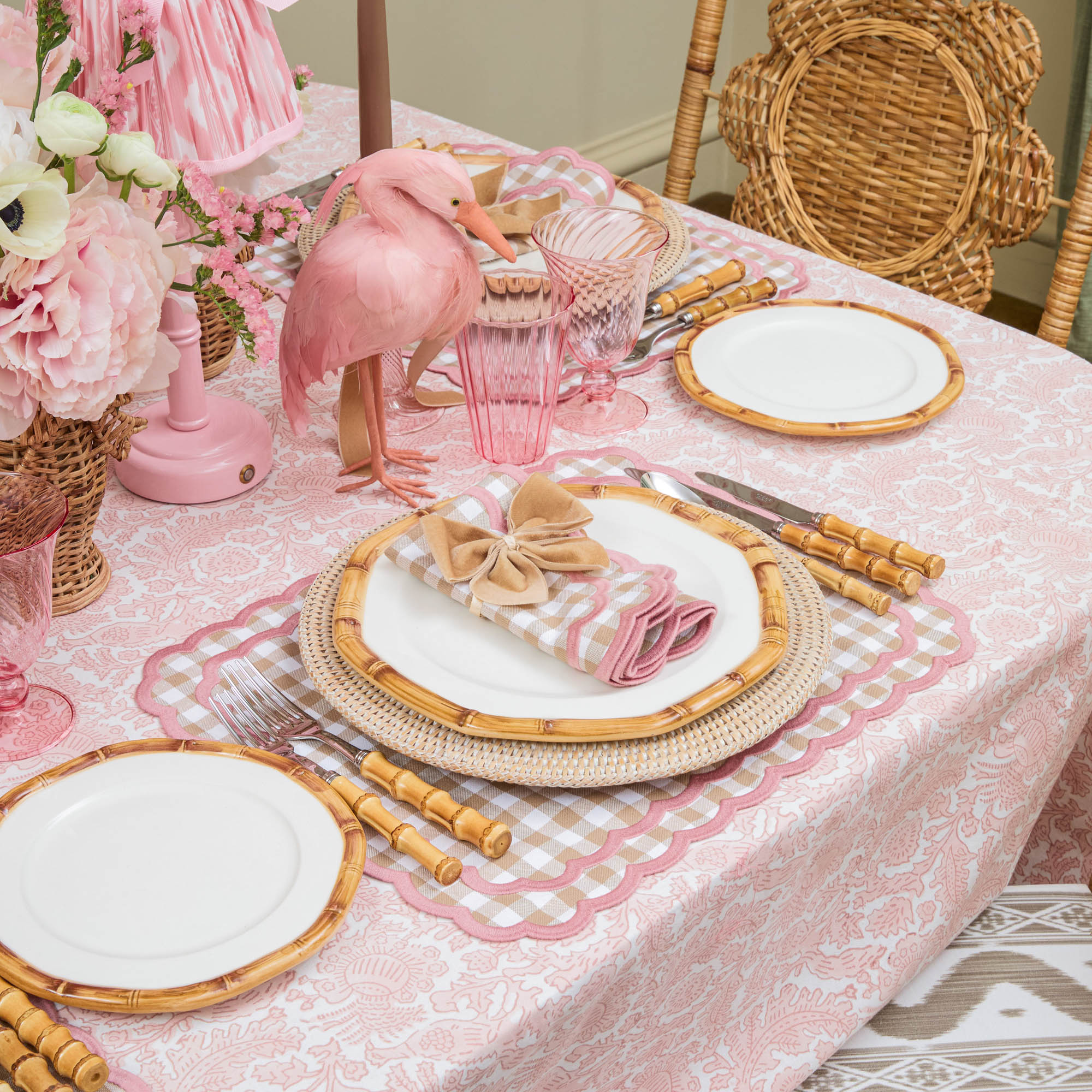 Pink Fluted Glassware (Set of 8)