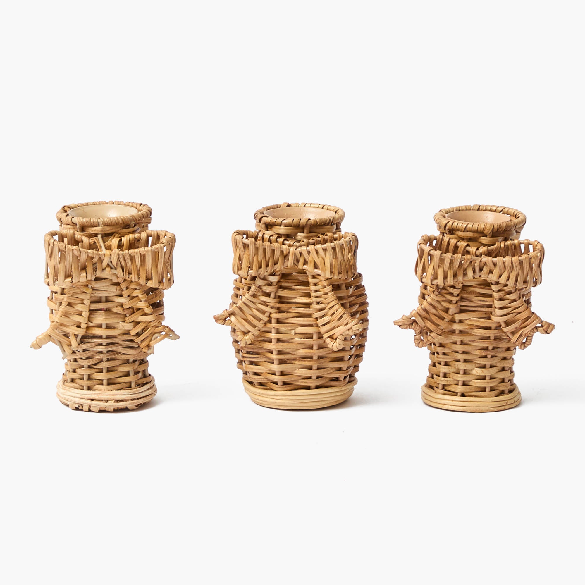 Mini Rattan Bow Vases (Set of 3)