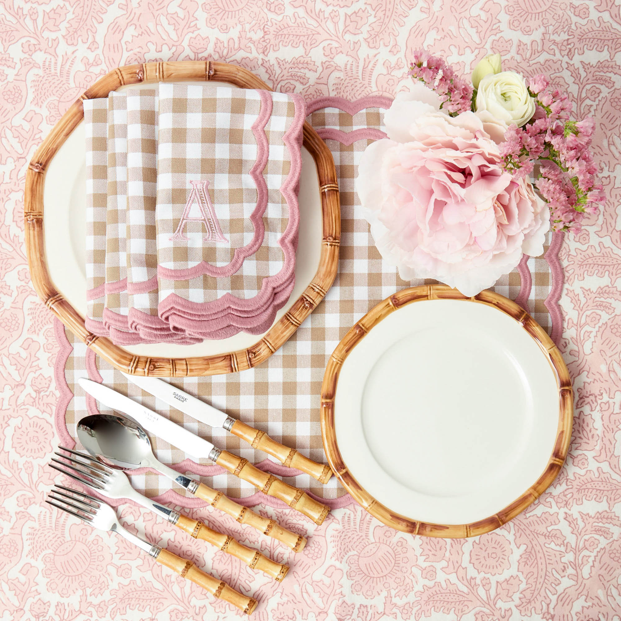 Isla Putty & Pink Gingham Napkins (Set of 4)