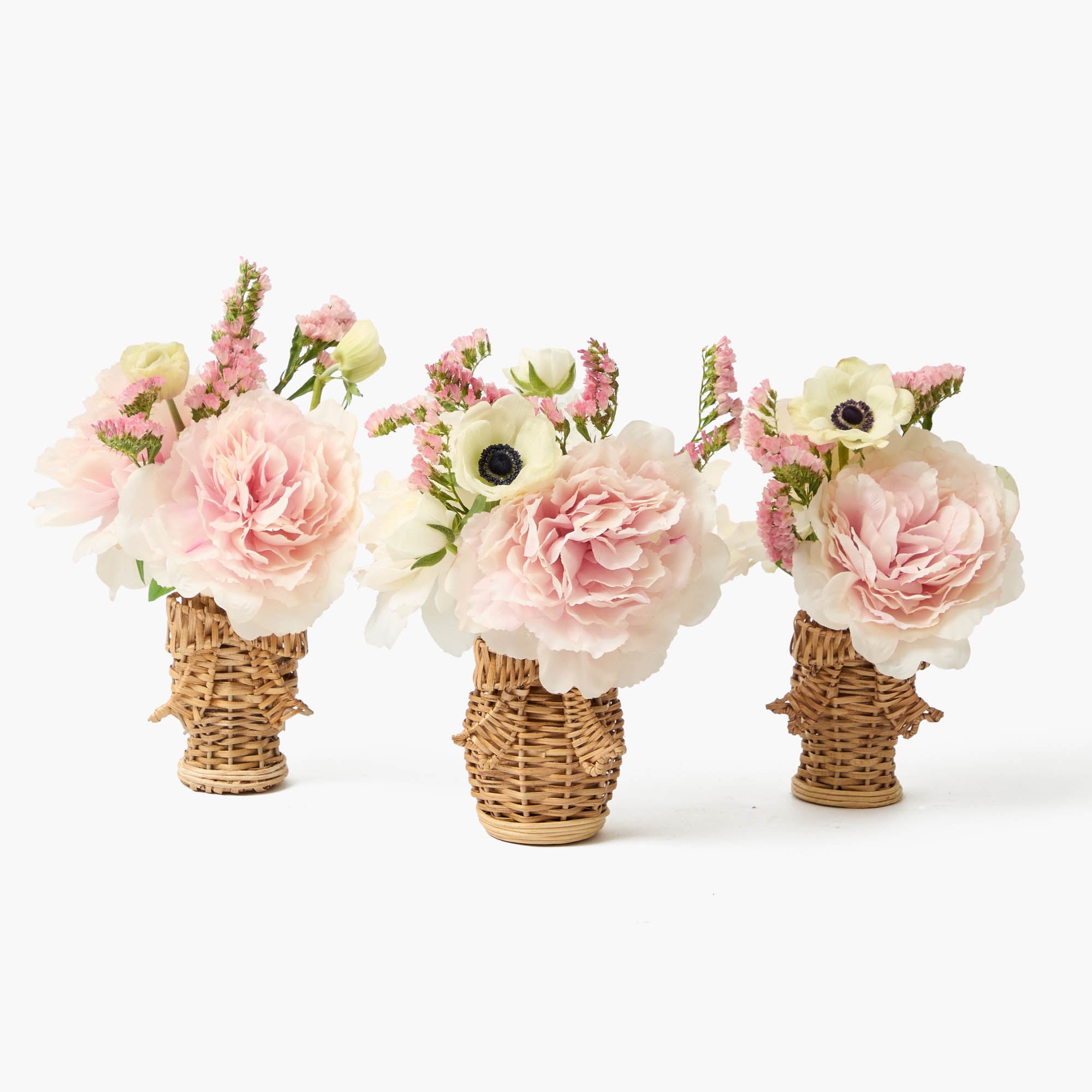 Mini Rattan Bow Vases (Set of 3)