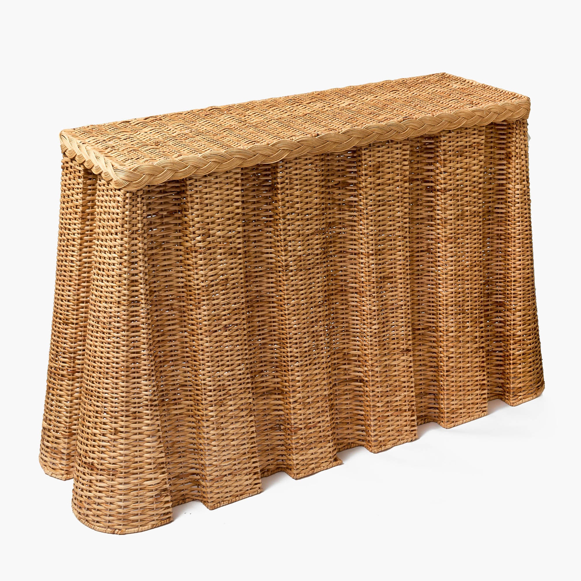 Bettina Box Pleated Rattan Console Table