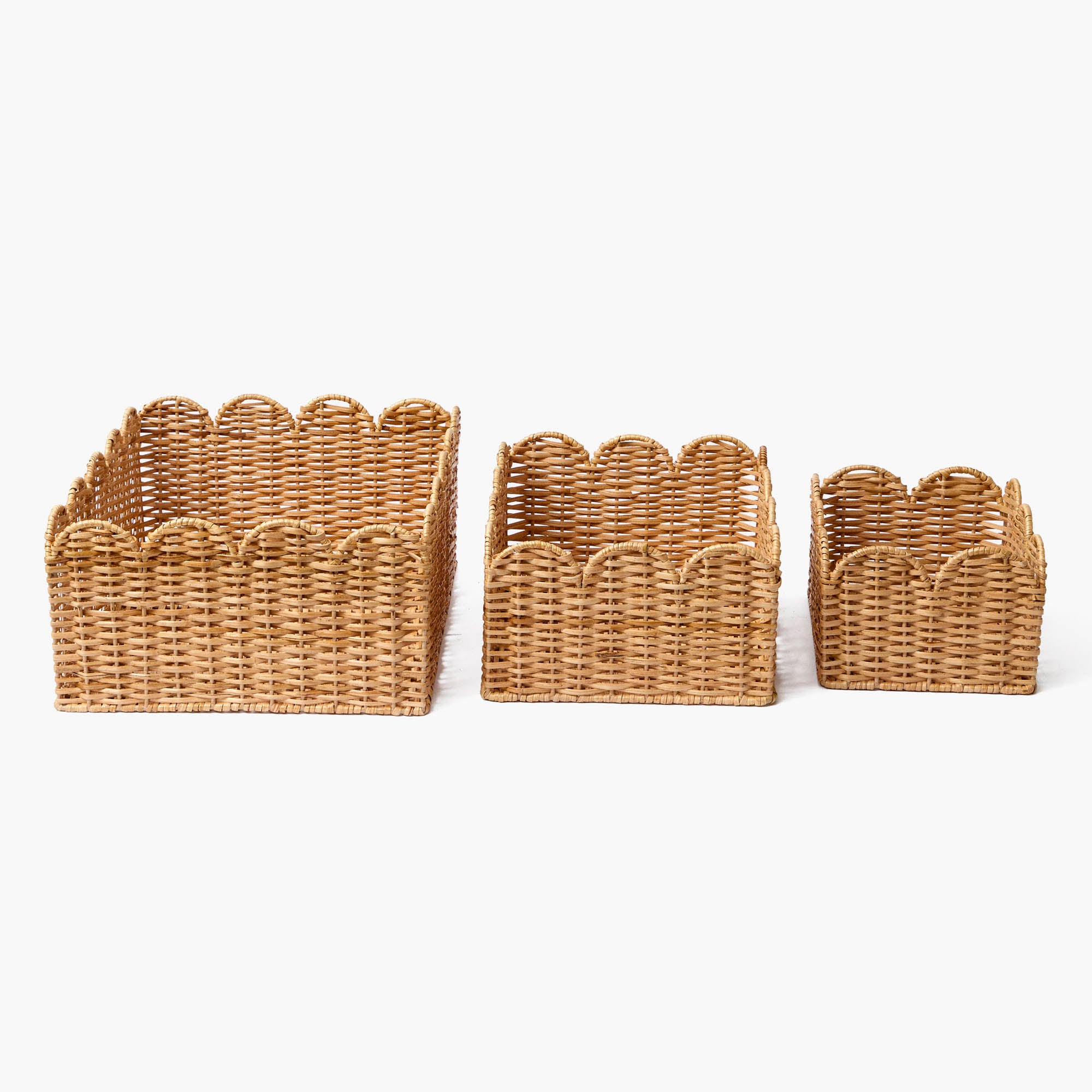 Scalloped Rattan Baskets (Set of 3)