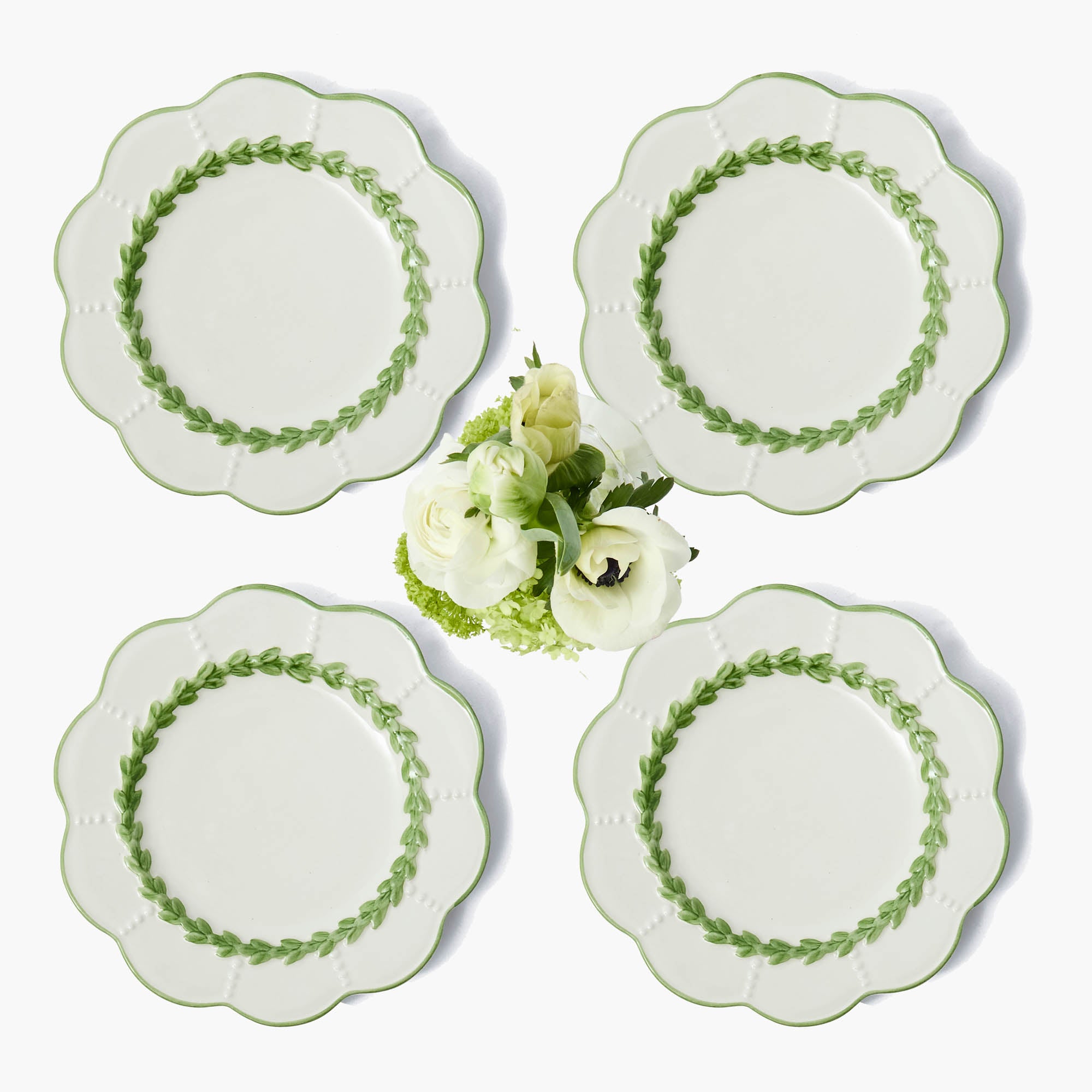 Green Laurel Starter Plates (Set of 4)