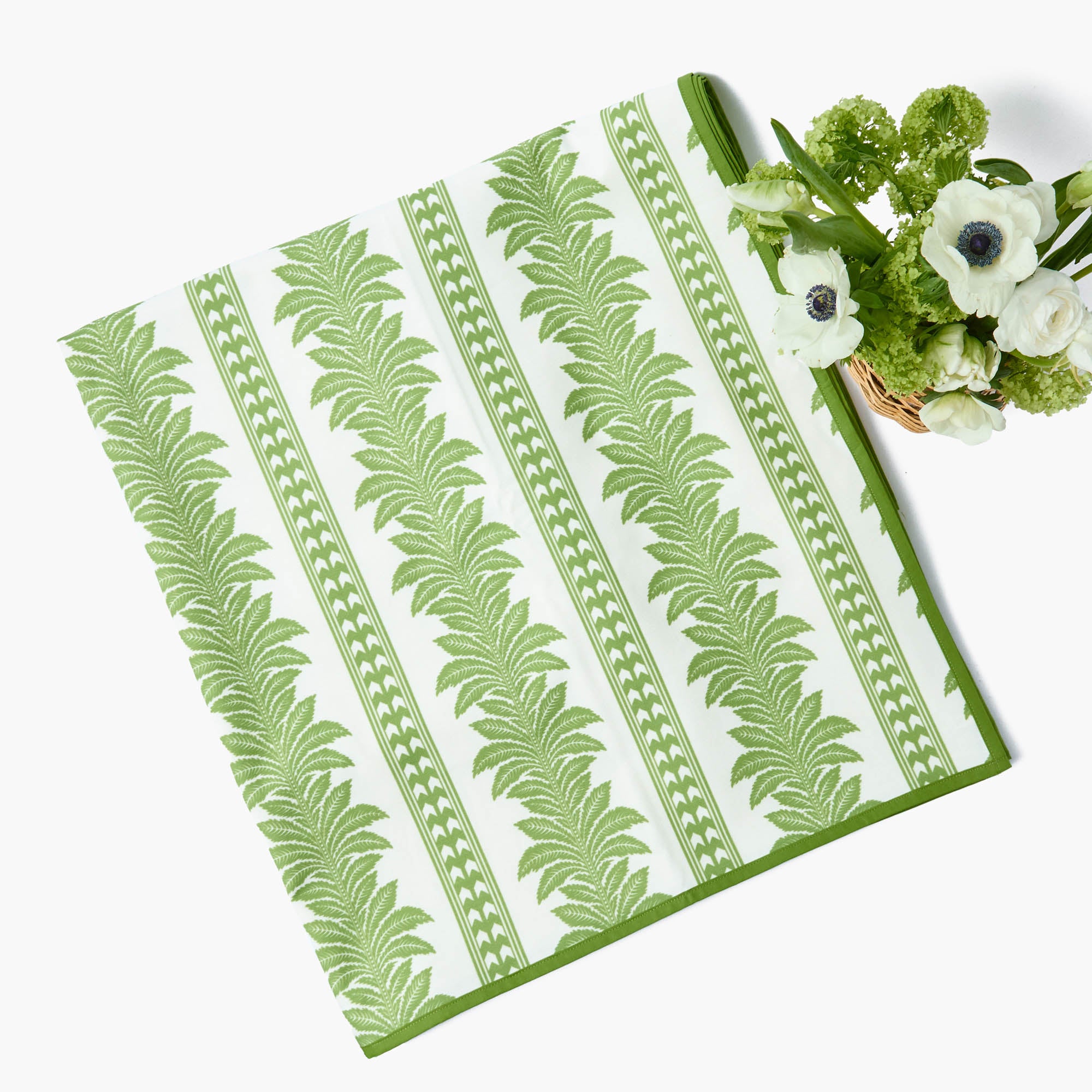 Green Fern Stripe Tablecloth