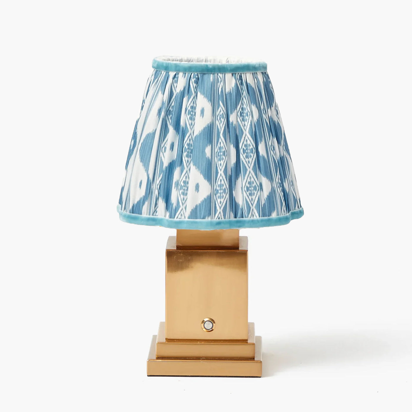 Square Rechargeable Lamp with Blue Ikat Shade (18cm)