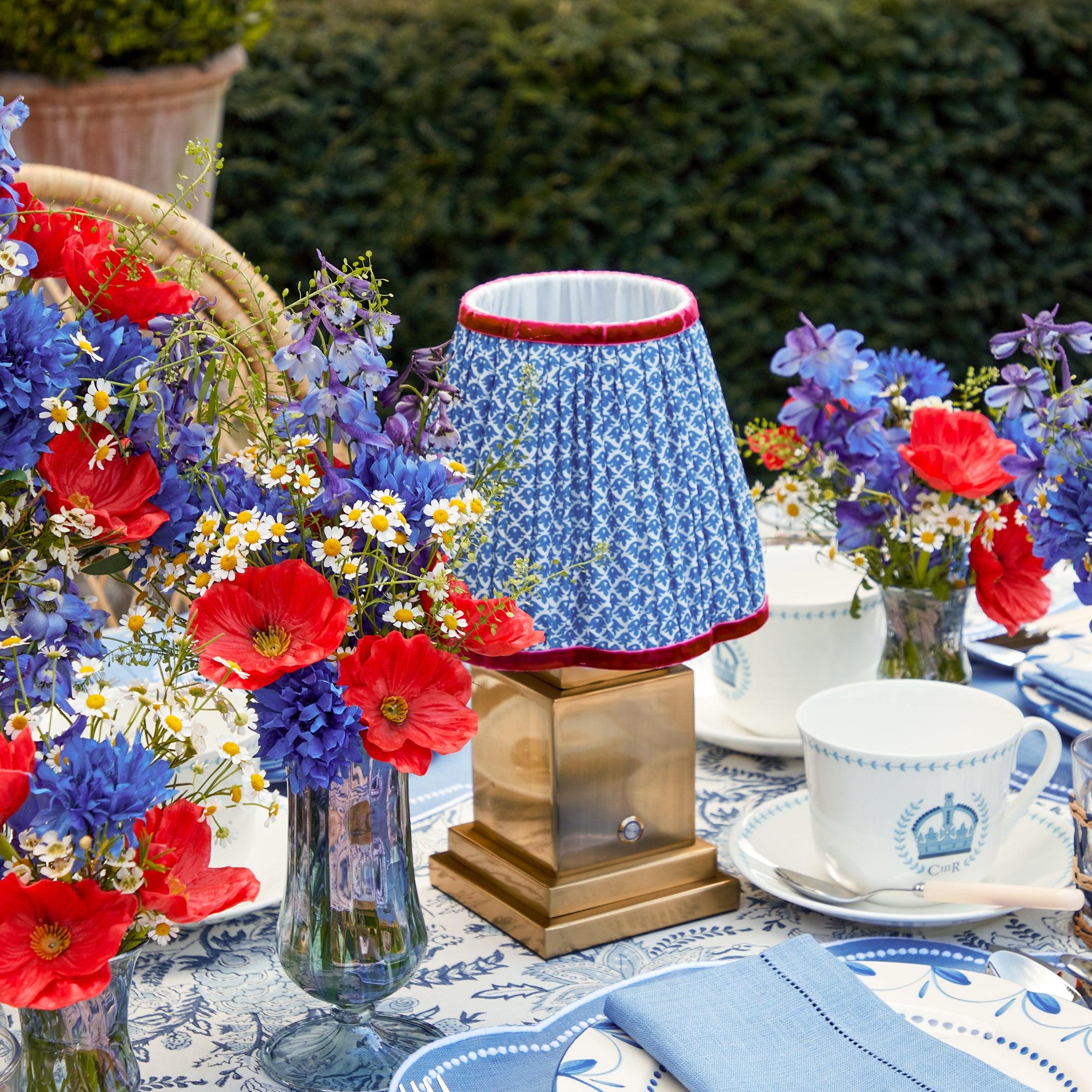 Rechargeable Lamp with Blue Lotus Lampshade - Mrs. Alice