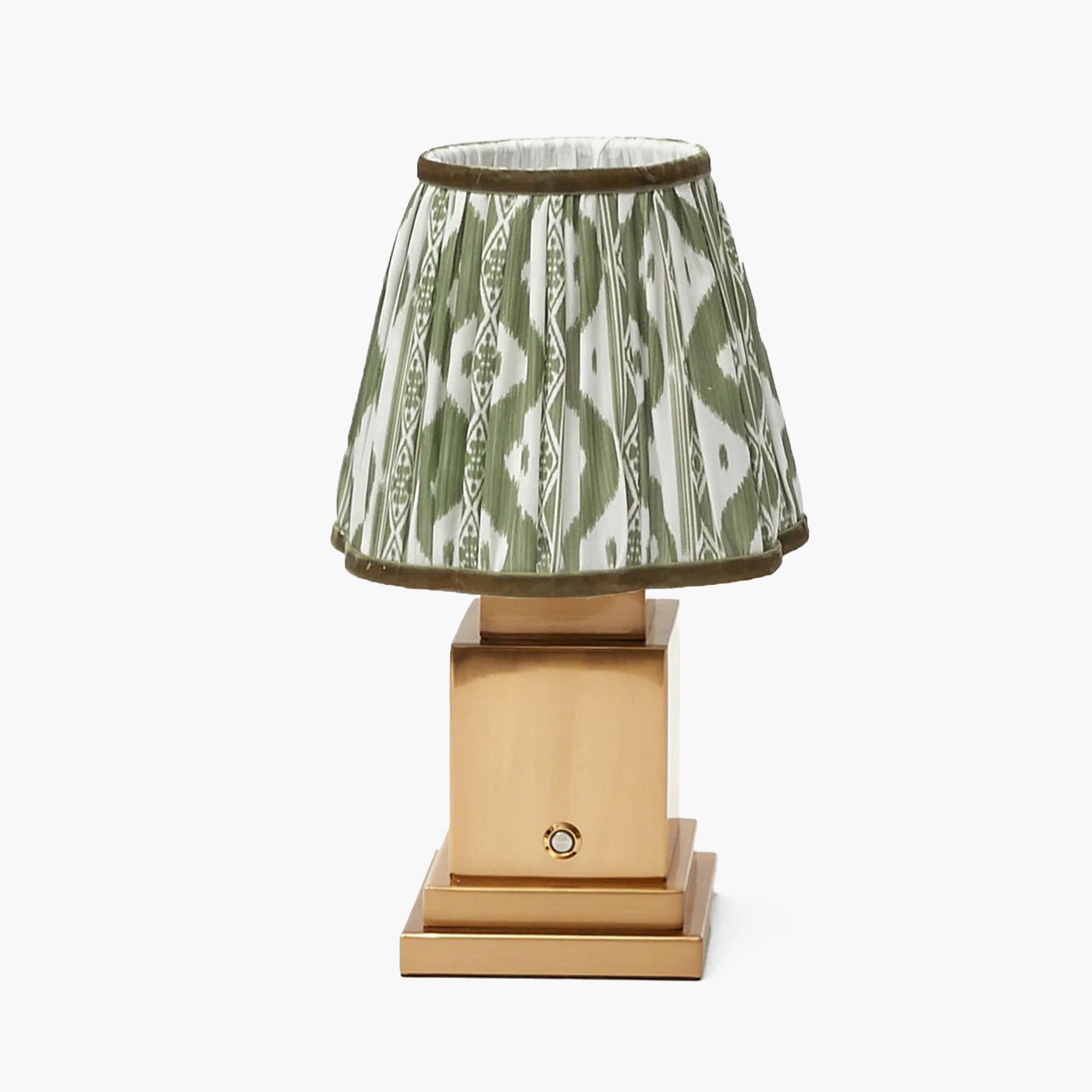 Square Rechargeable Lamp with Olive Ikat Shade (18cm)