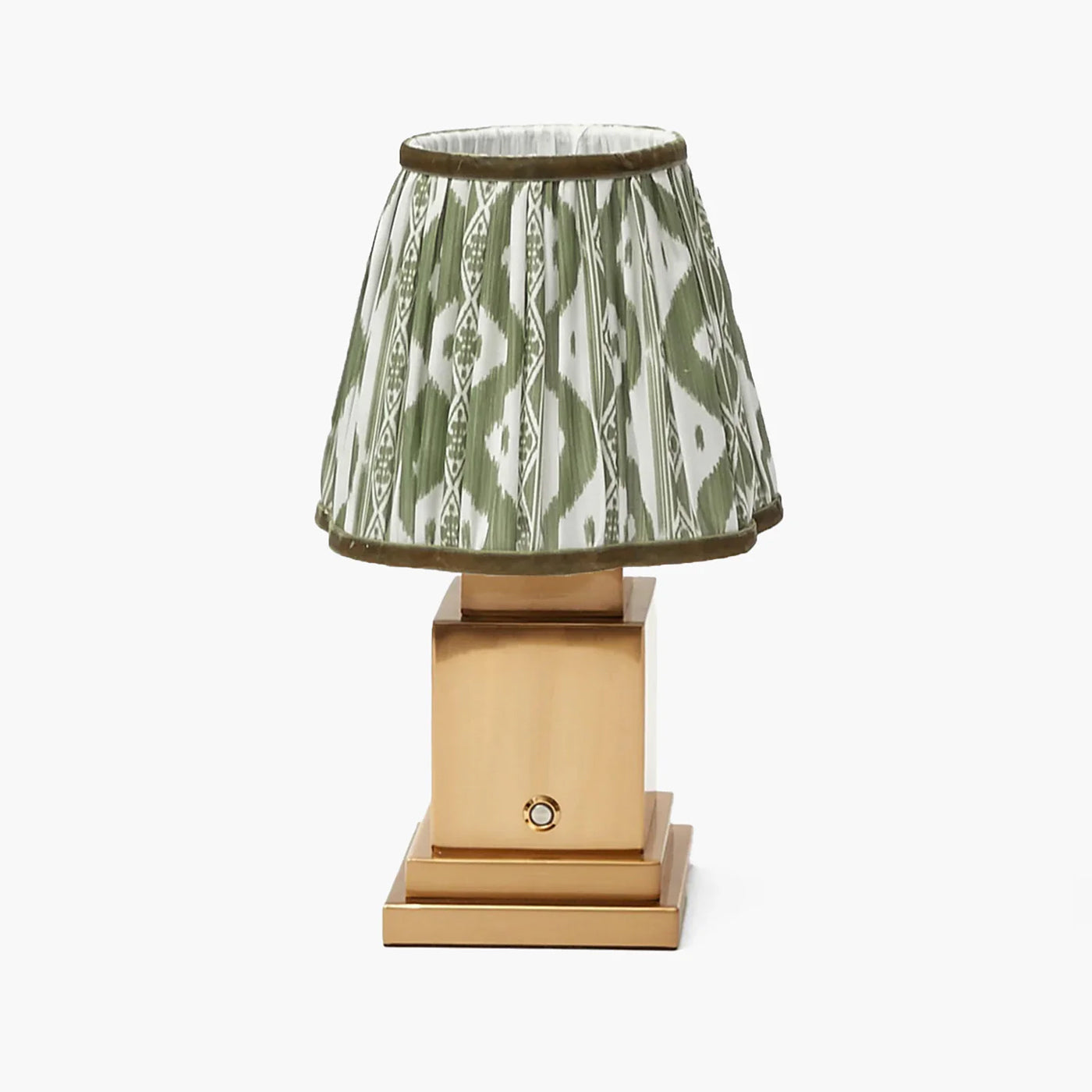 Square Rechargeable Lamp with Olive Ikat Shade (18cm)