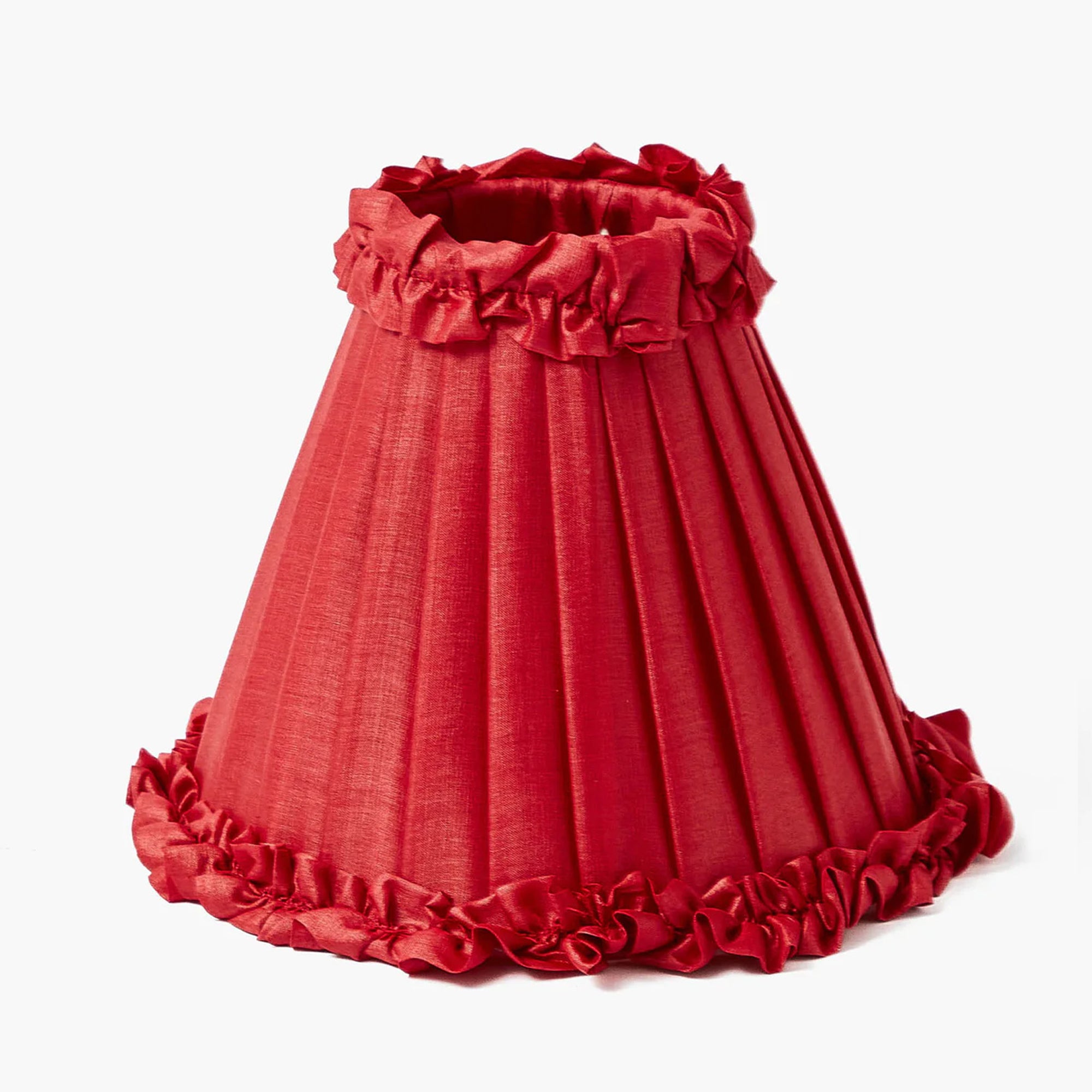 Red Frilled Silk Lampshade (18cm)