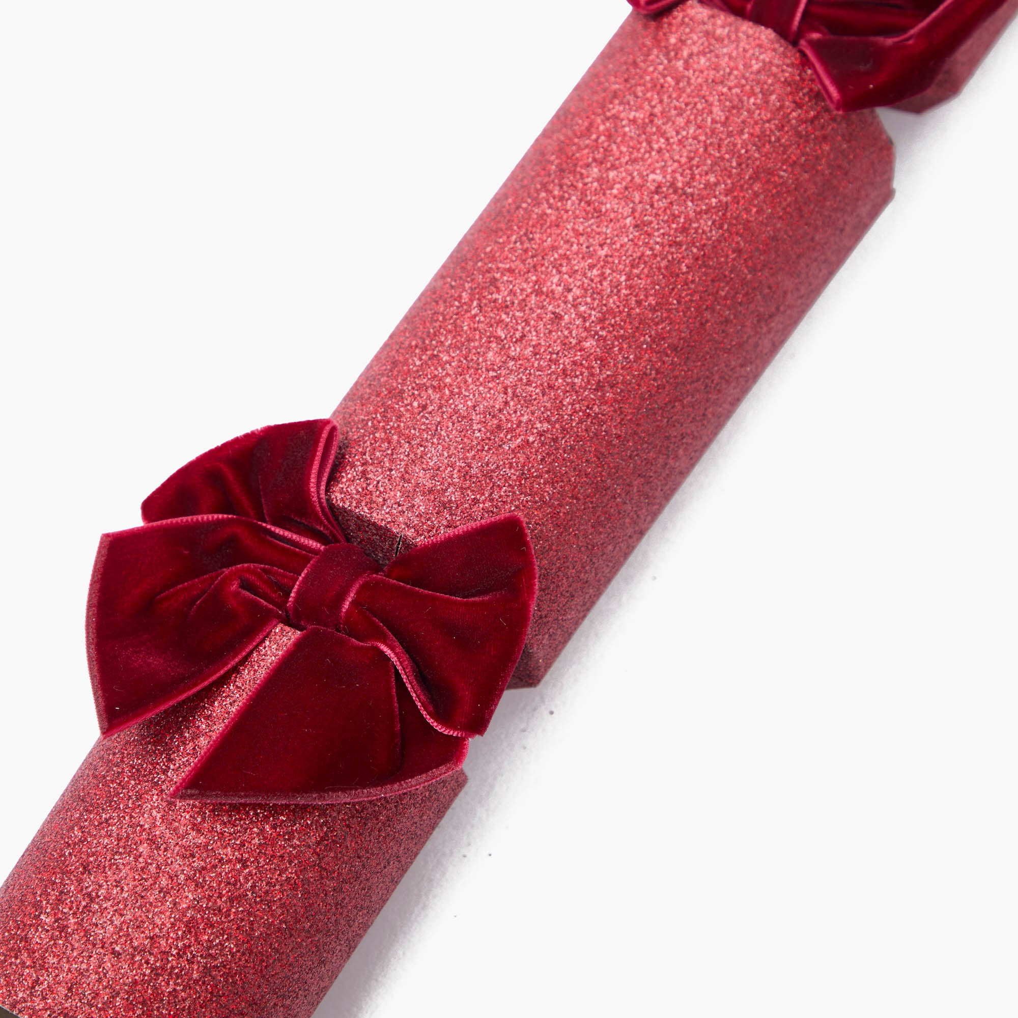 Burgundy Glitter Crackers With Merlot Velvet Bows (Set of 6)