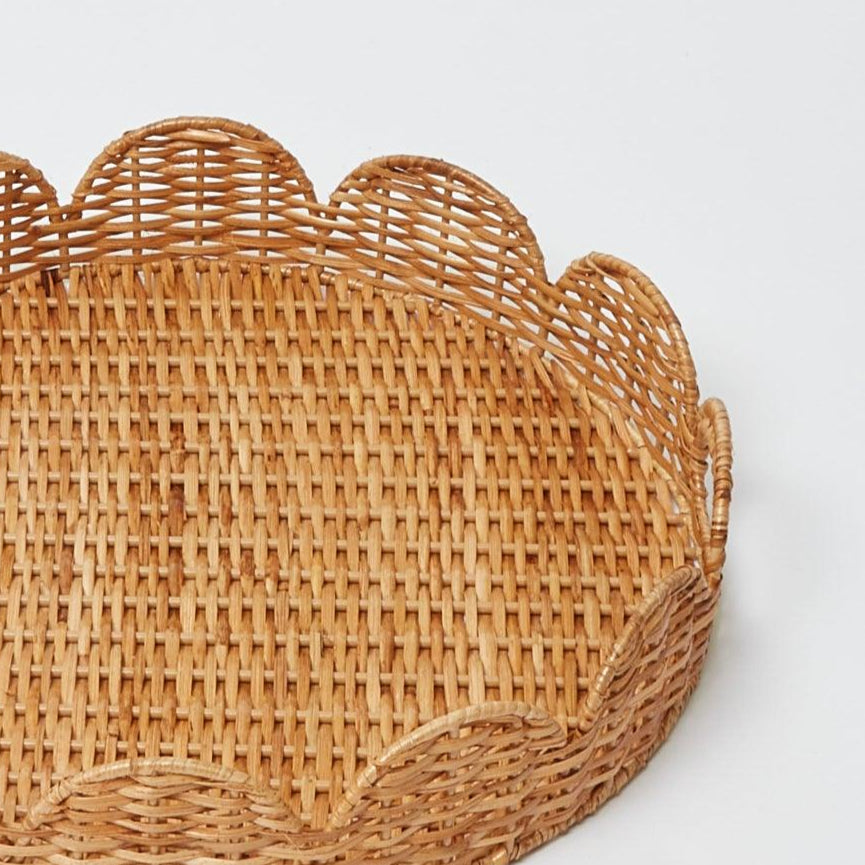 Round Rattan Scalloped Tray - Mrs. Alice